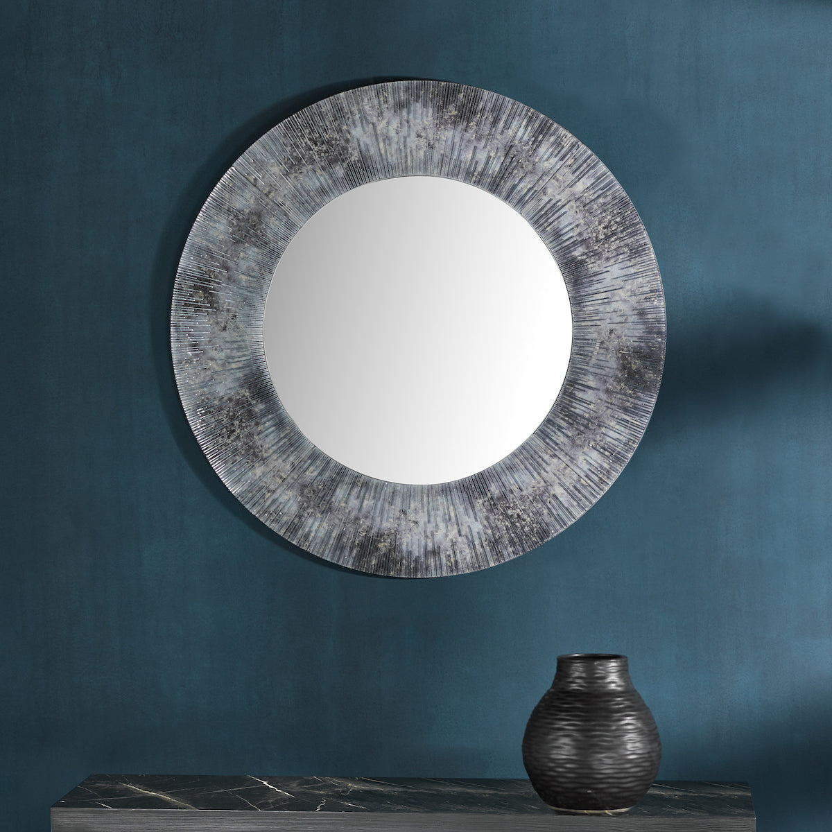 NEOME ROUND DECORATIVE MIRROR PURPLE/GREY FRAME 80