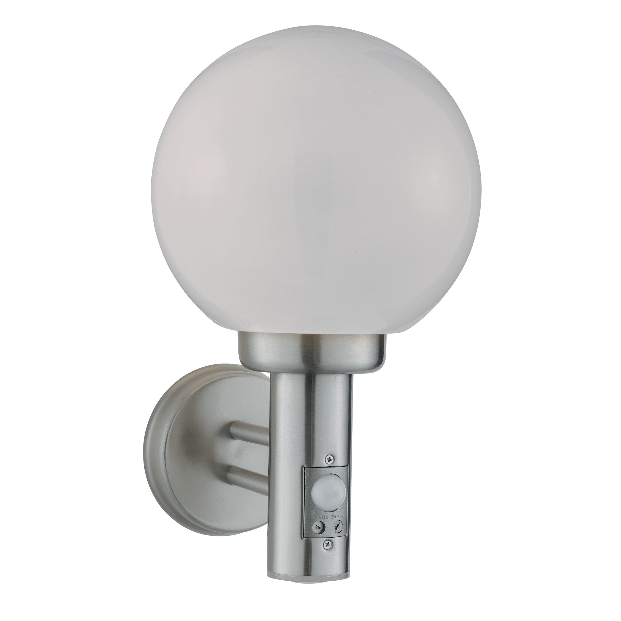Orb Outdoor Wall Light- Stainless Steel, White Shade