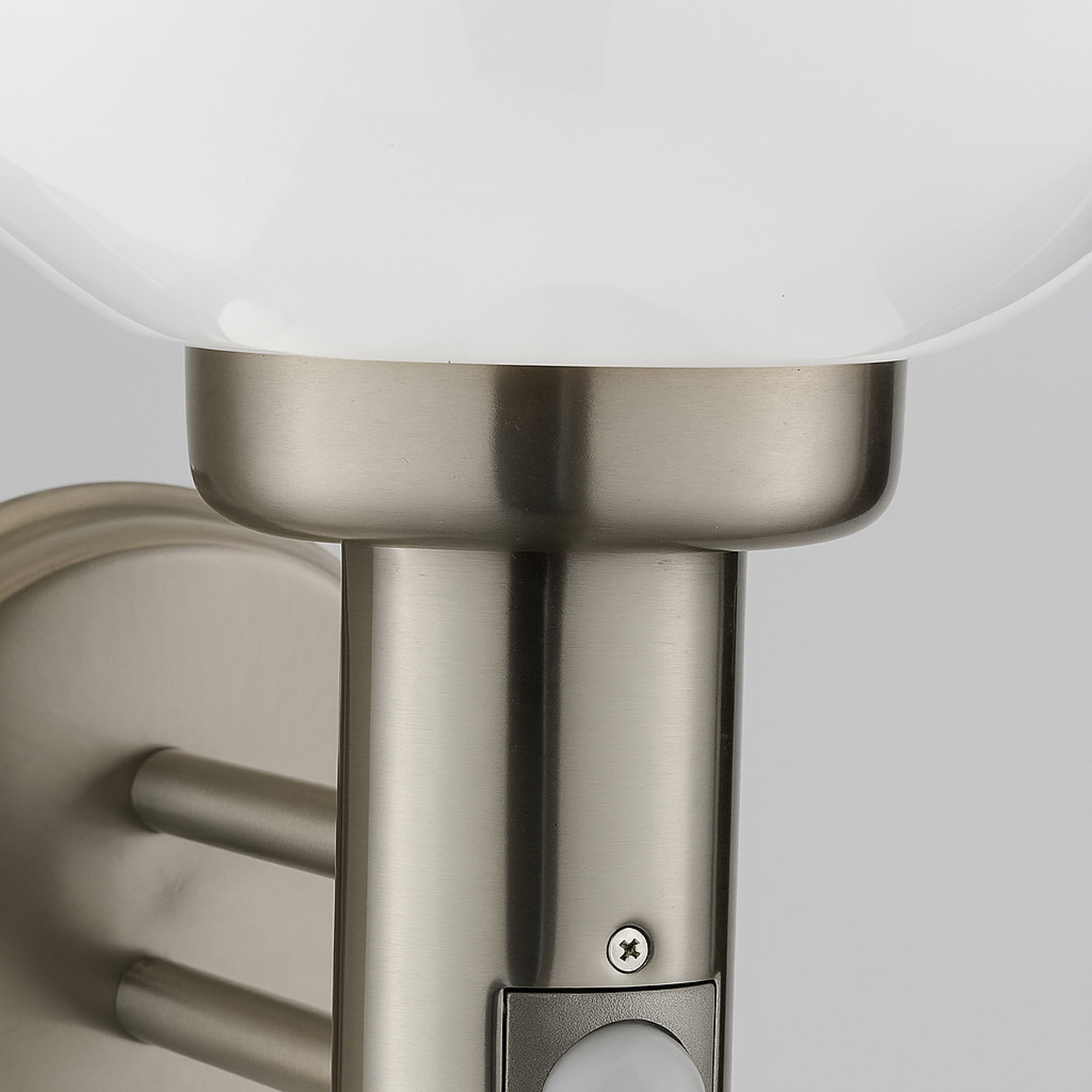 Orb Outdoor Wall Light- Stainless Steel, White Shade