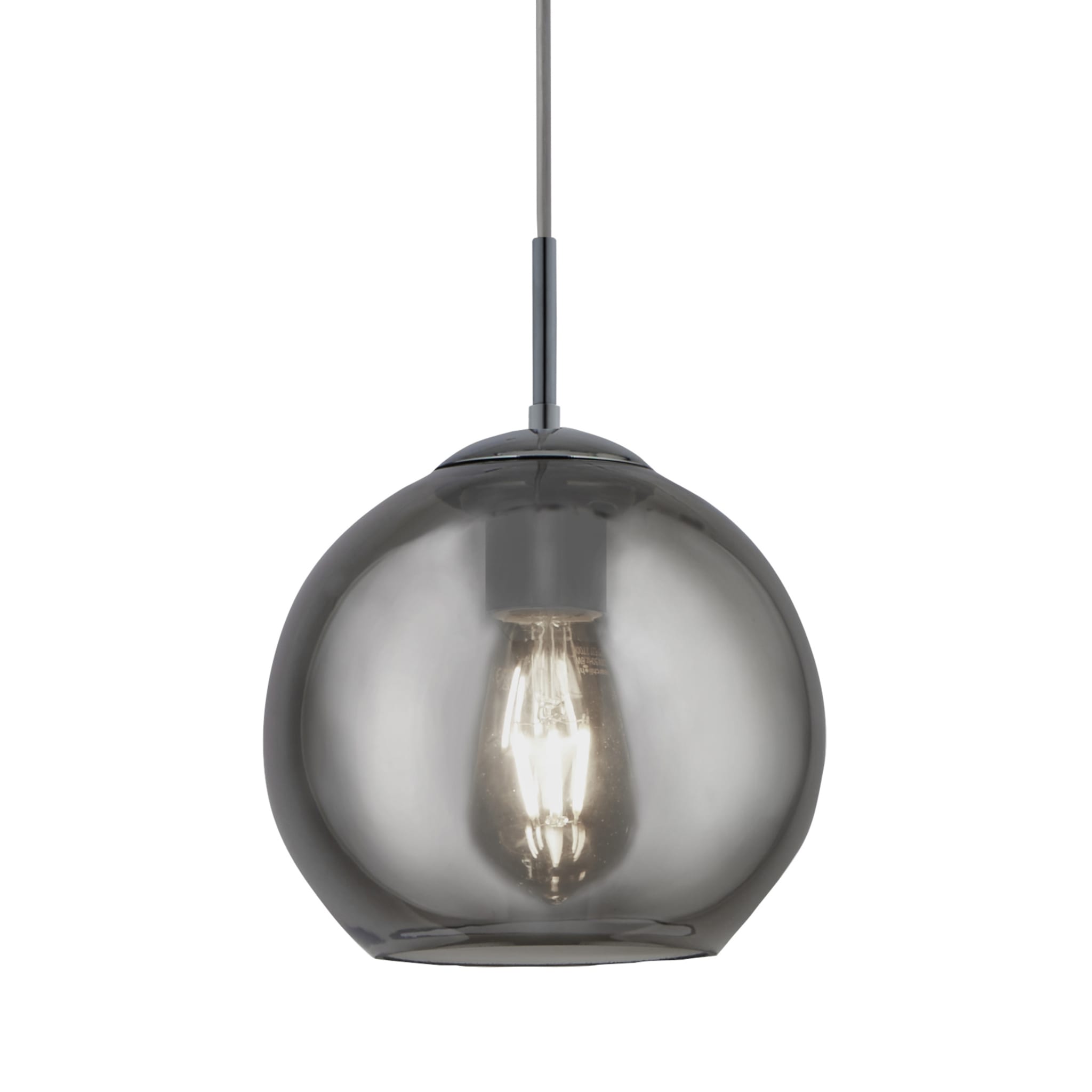 Balls 3Lt Bar Pendant - Chrome Metal & Smoked Glass