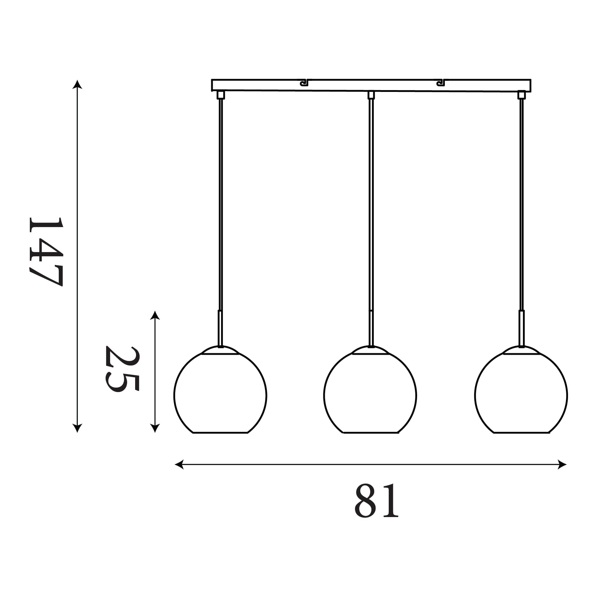 Balls 3Lt Bar Pendant - Chrome Metal & Smoked Glass