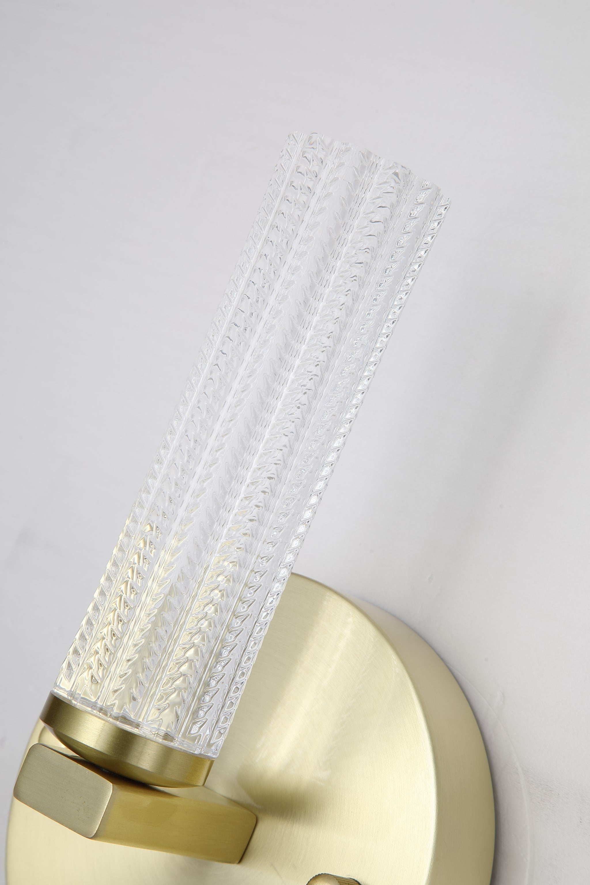 Aberdeen LED Wall Light,Satin Brass Metal with Clear Acrylic