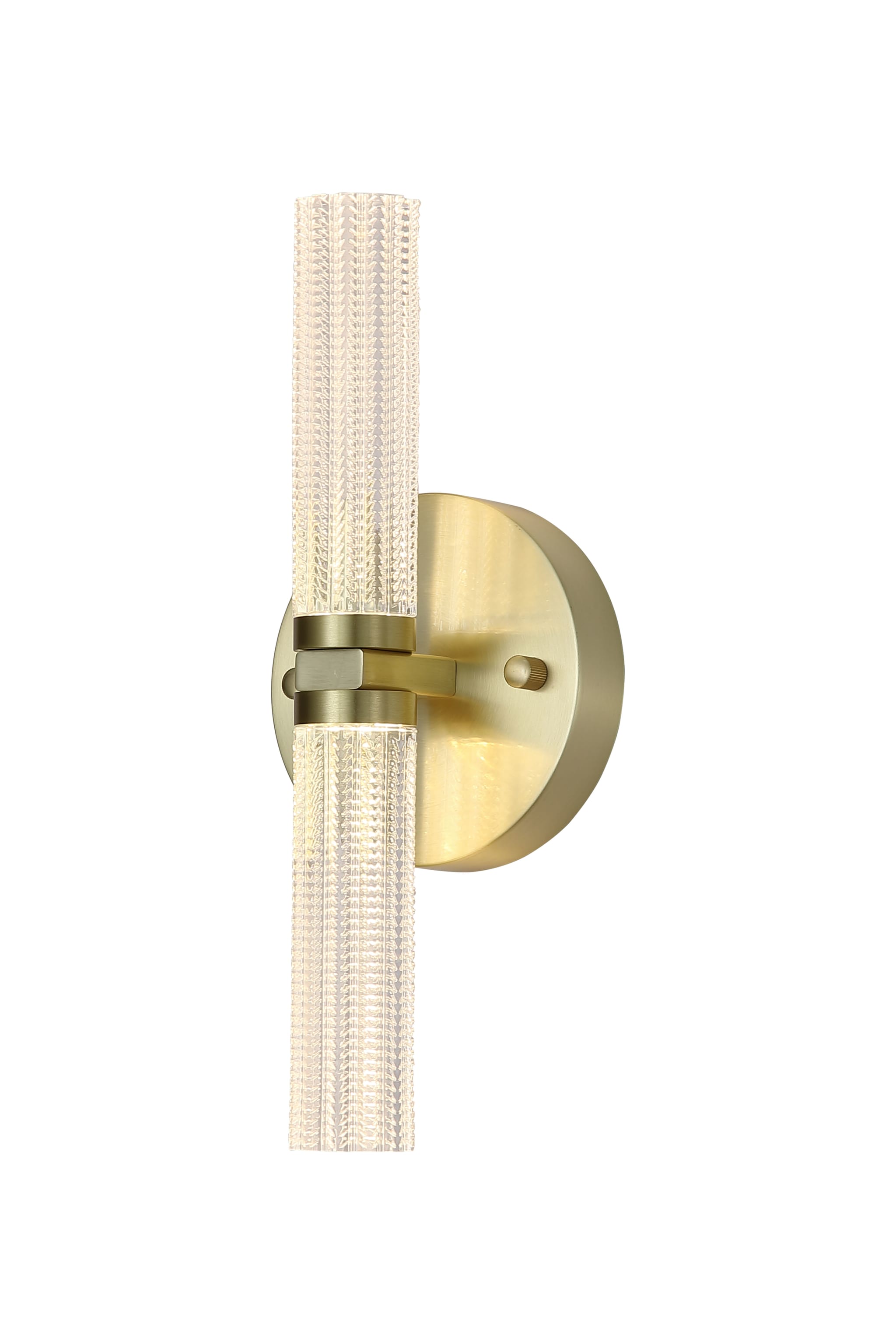 Aberdeen LED Up/Down Wall Light, Satin Brass Metal with Clea