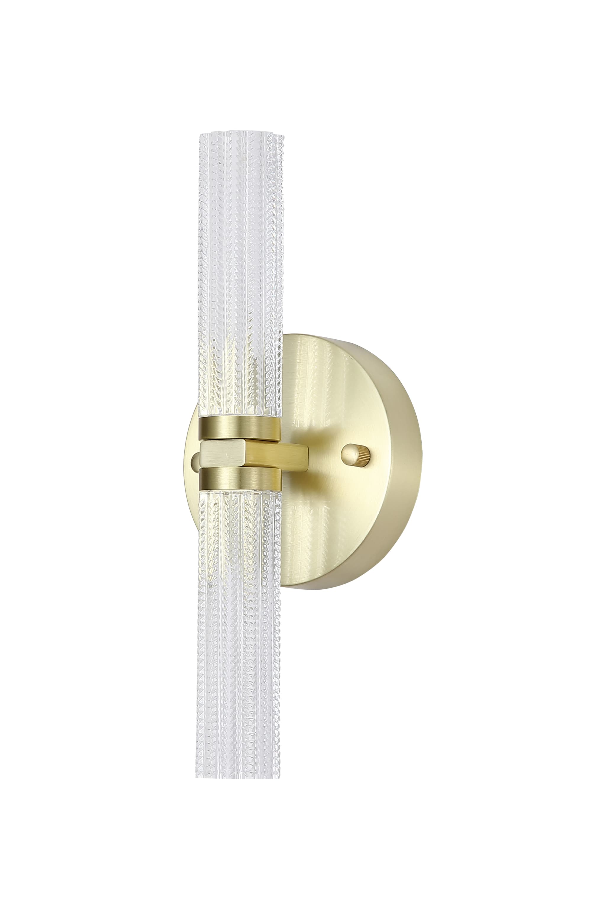 Aberdeen LED Up/Down Wall Light, Satin Brass Metal with Clea