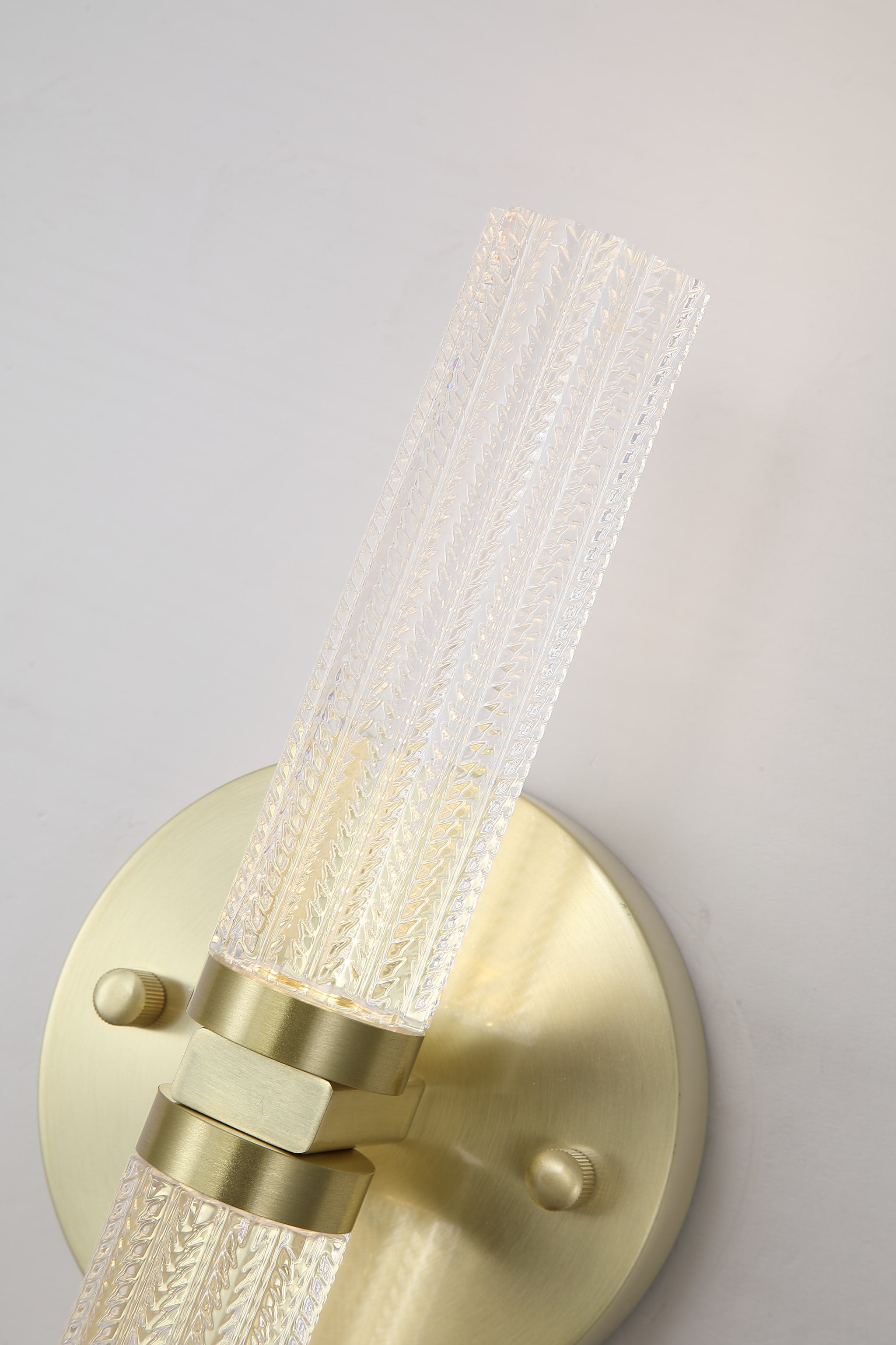 Aberdeen LED Up/Down Wall Light, Satin Brass Metal with Clea