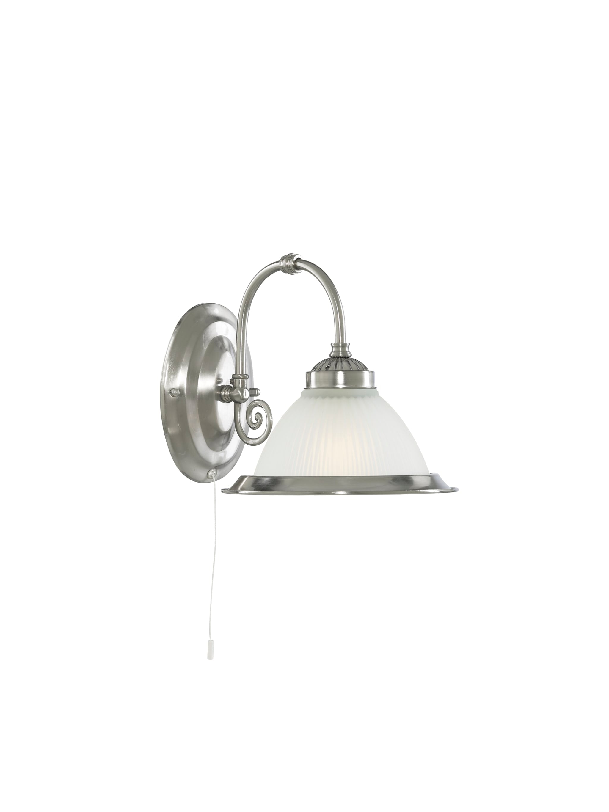American Diner Wall Light  - Satin Silver Metal & Acid Glass
