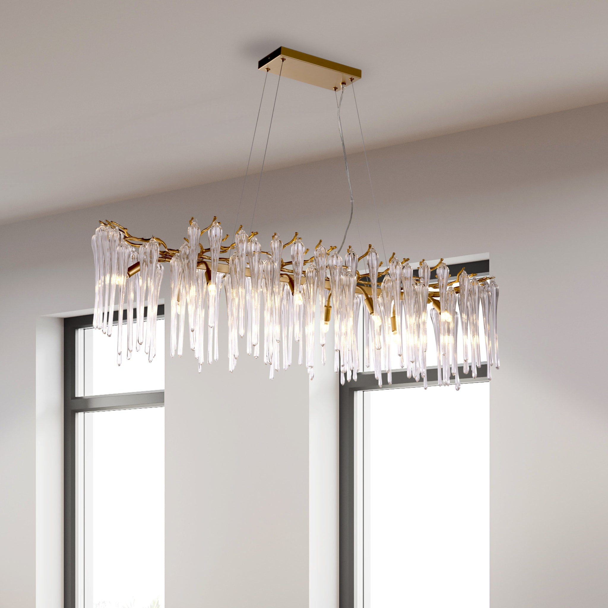Heritage 10Lt Diner Bar Pendant, Gold Metal and Clear Glass