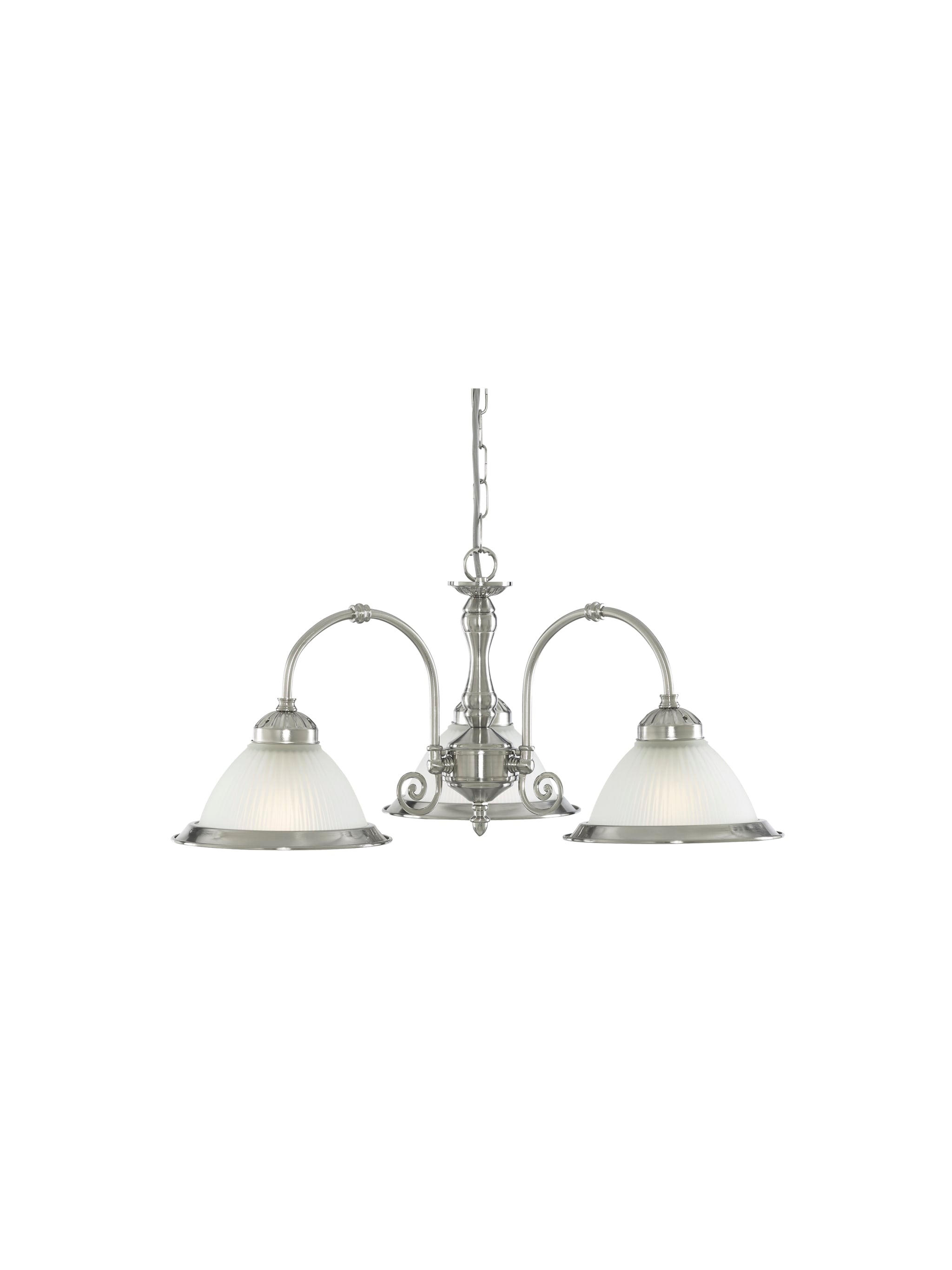 American Diner 3Lt Pendant - Satin Silver Metal & Acid Glass