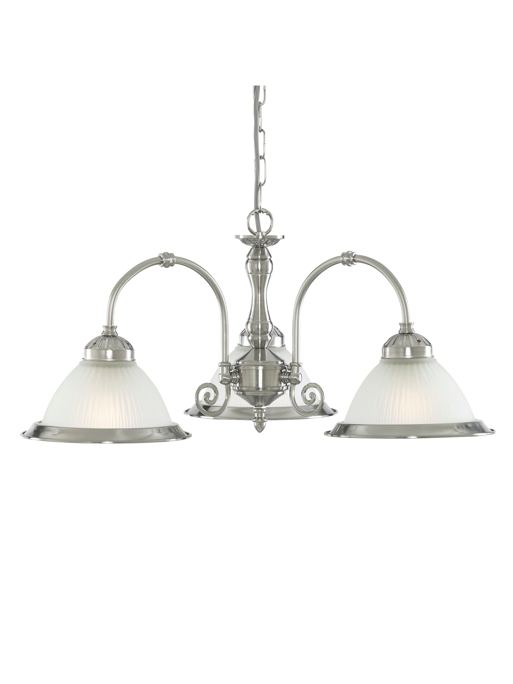 American Diner 3Lt Pendant - Satin Silver Metal & Acid Glass