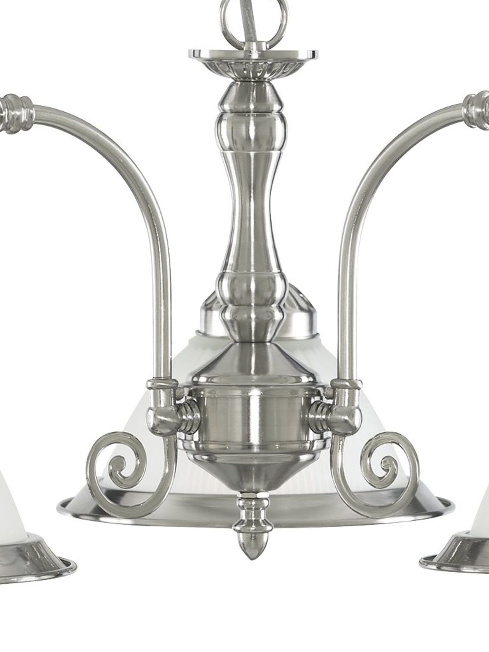 American Diner 3Lt Pendant - Satin Silver Metal & Acid Glass