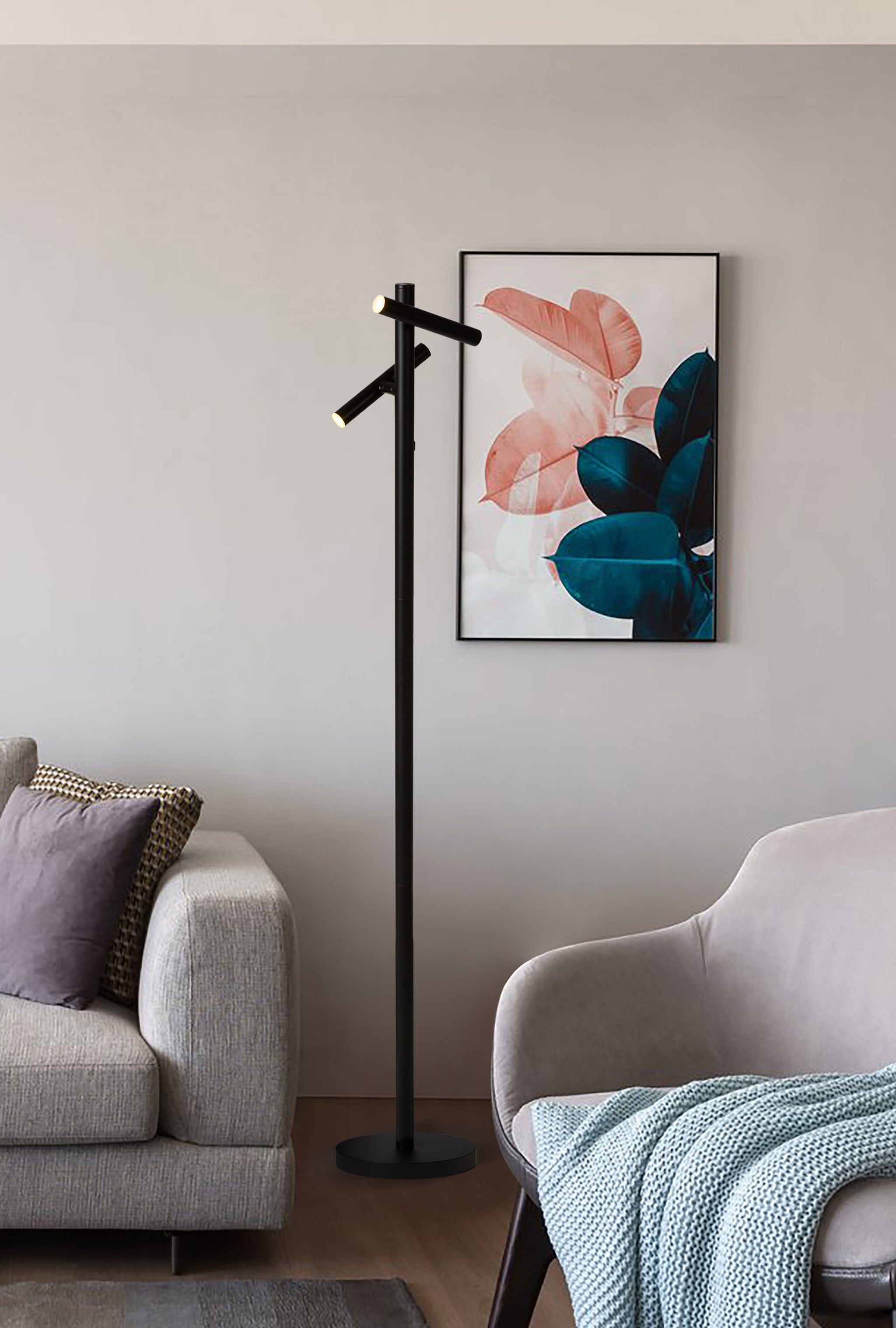 Rechargeable 2Lt Floor Lamp, Black Metal