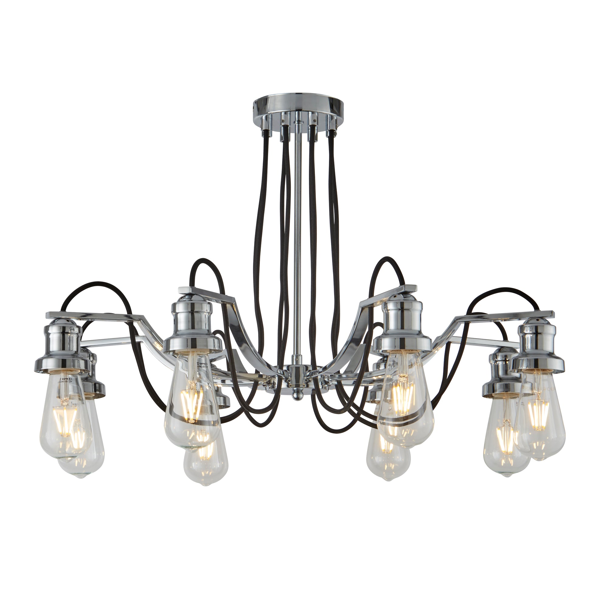 Olivia Pendant - Metal & Braided Cable Chrome (8 lights only) / 8