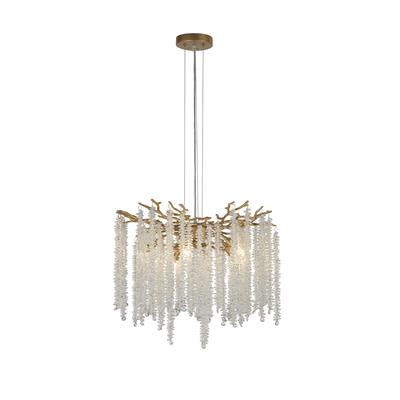 Lux & Belle 5LT Pendant-Matt Gold Metal & Clear Crystal