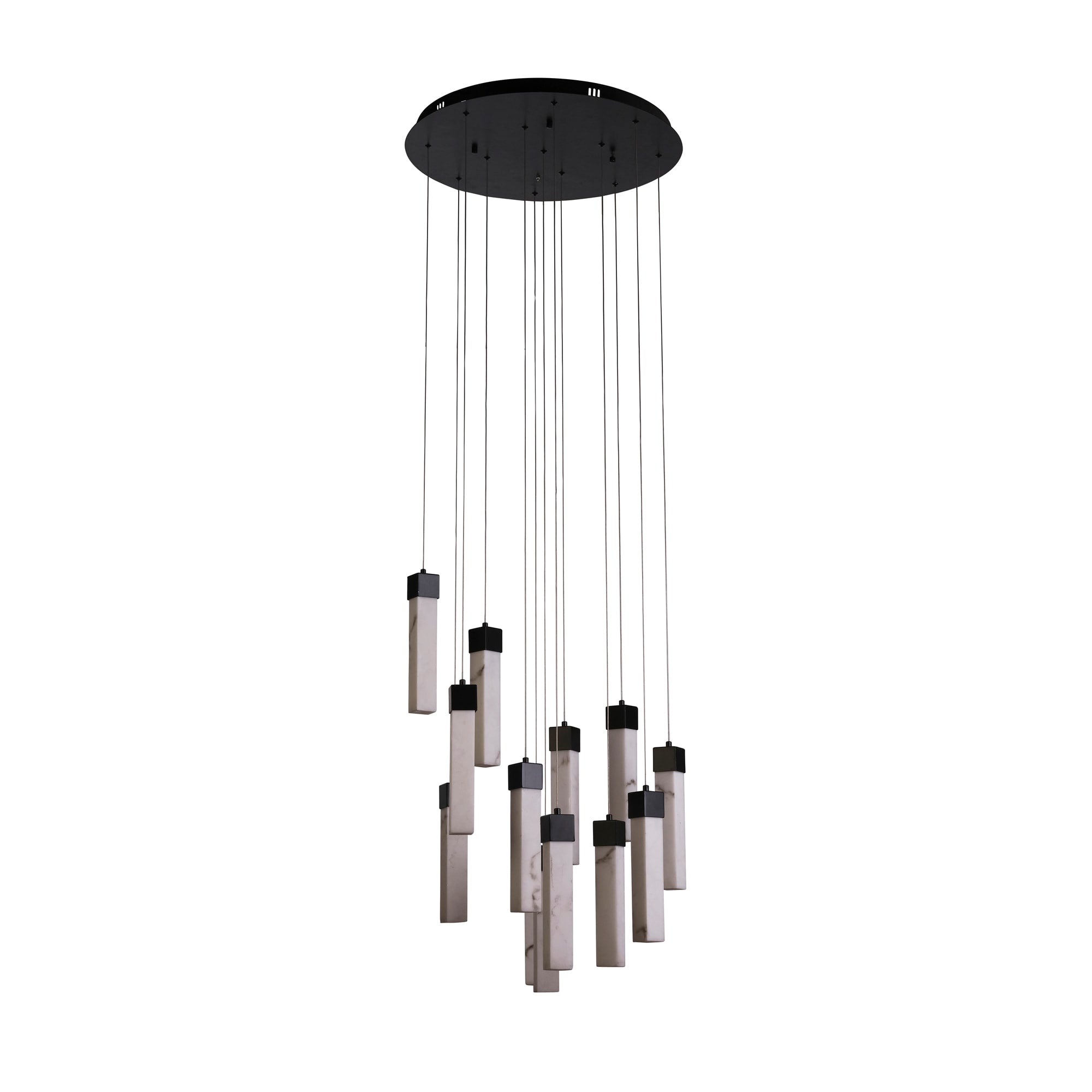 Moonbeam 13Lt Pendant, Black Metal & Marbleised Resin