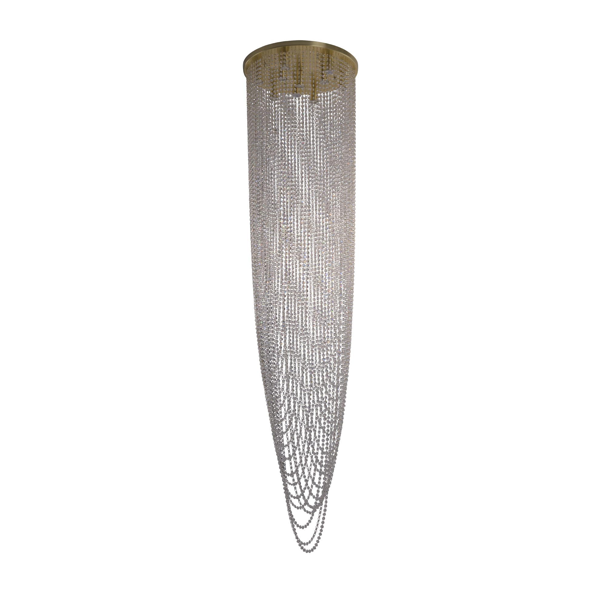 Swoop 10Lt Pendant, Satin Brass & Clear Crystal