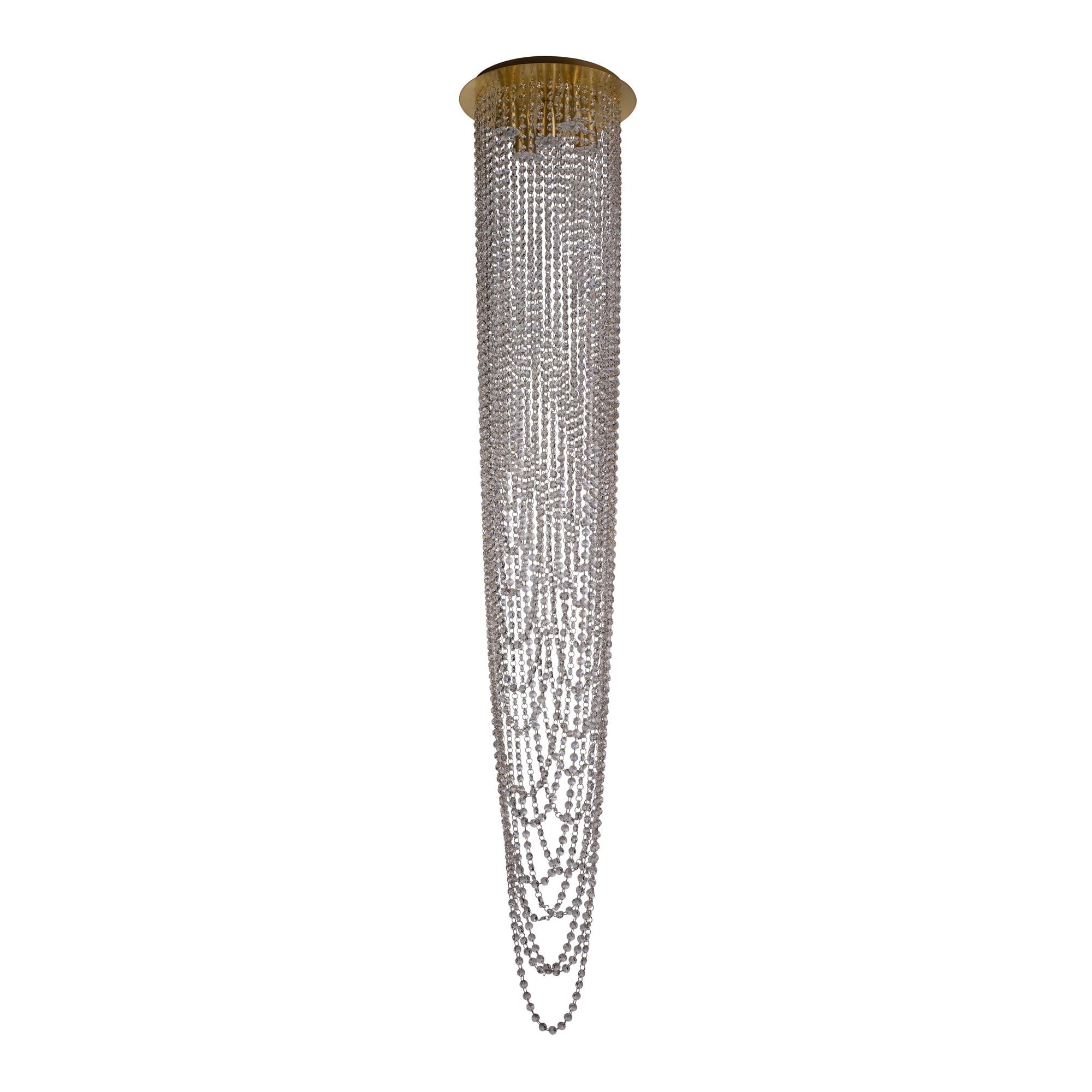 Swoop 5LT Pendant, Satin Brass & Clear Crystal