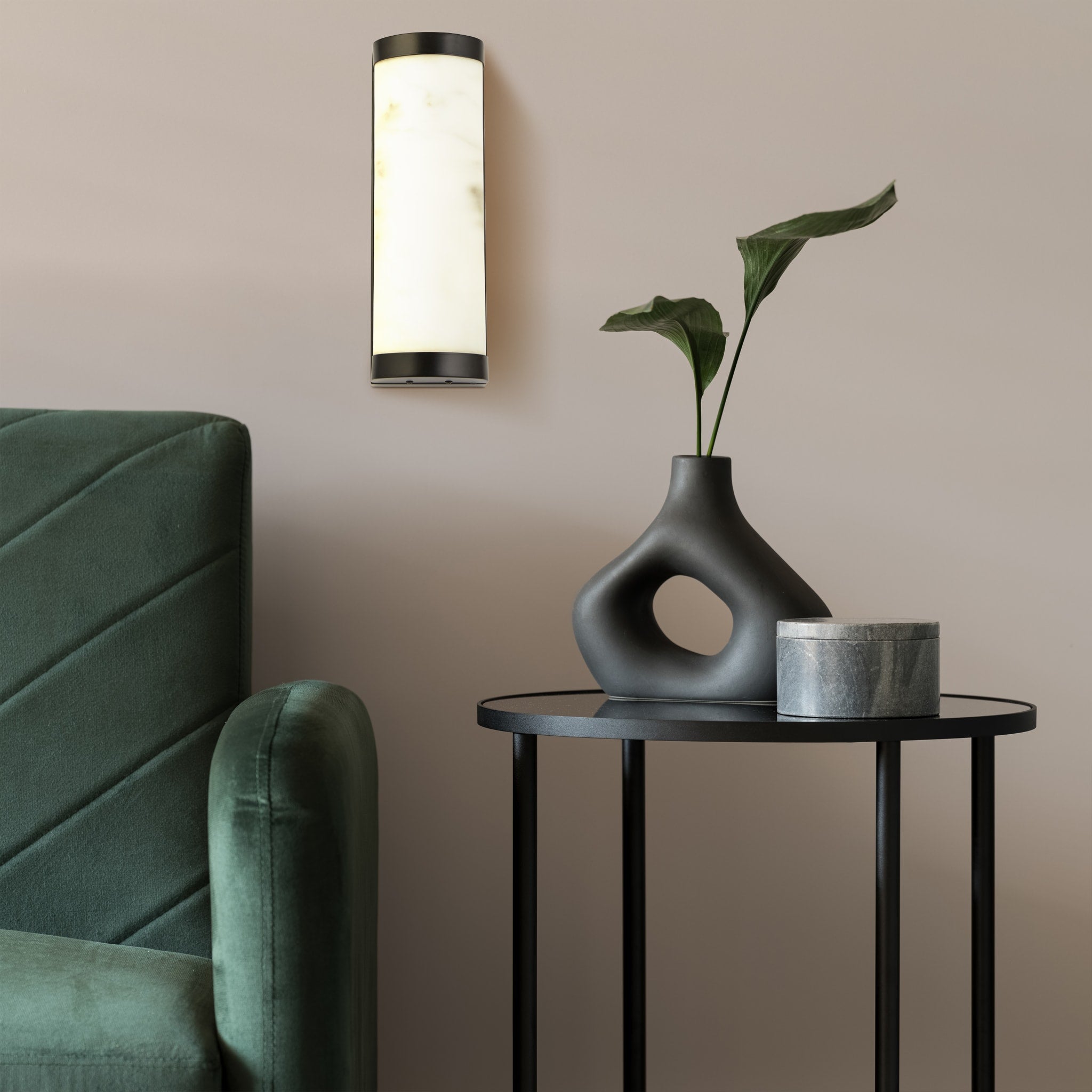 Nile LED Wall Light, Matt Black Metal & Marbleised Resin