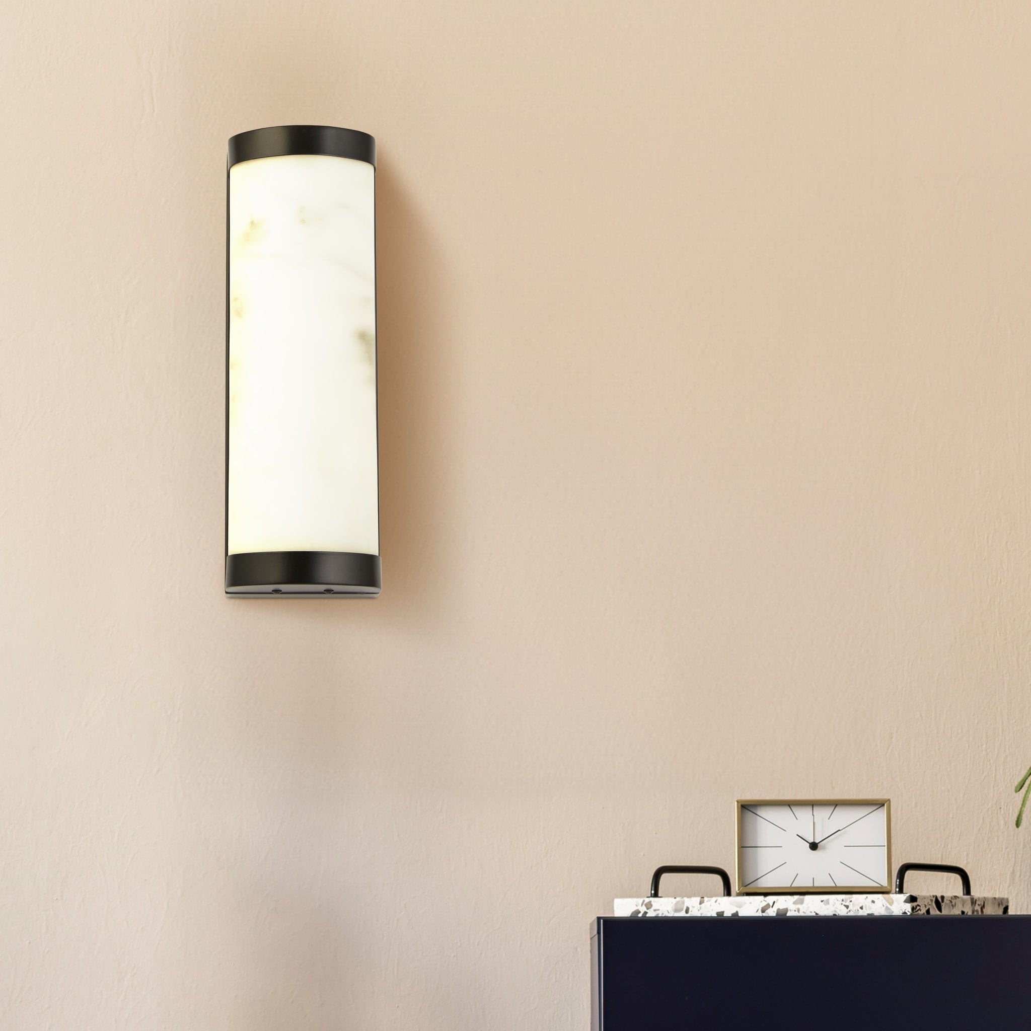 Nile LED Wall Light, Matt Black Metal & Marbleised Resin