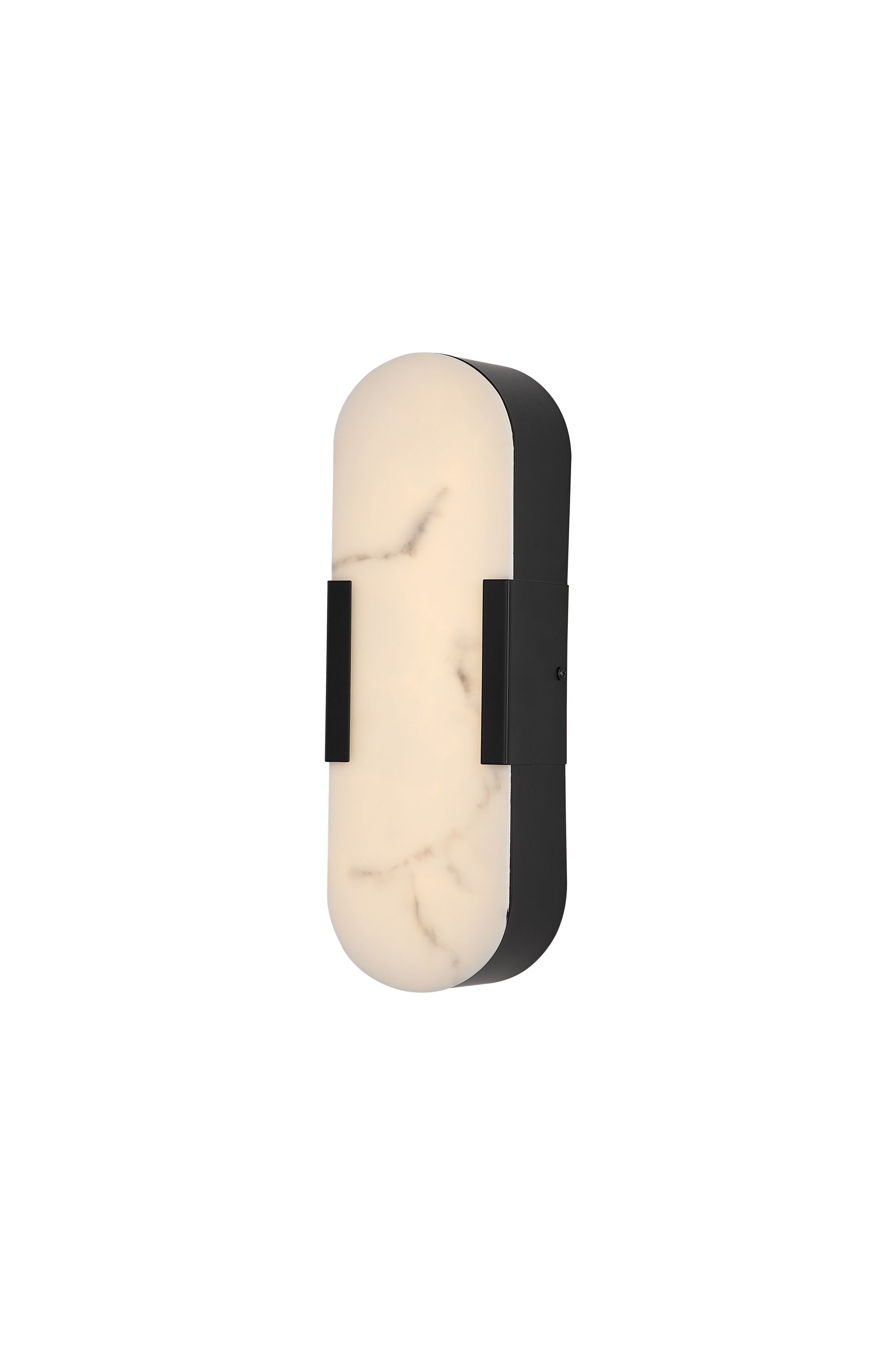 Opaline LED Wall Light, Matt Black Metal with Marble Resin