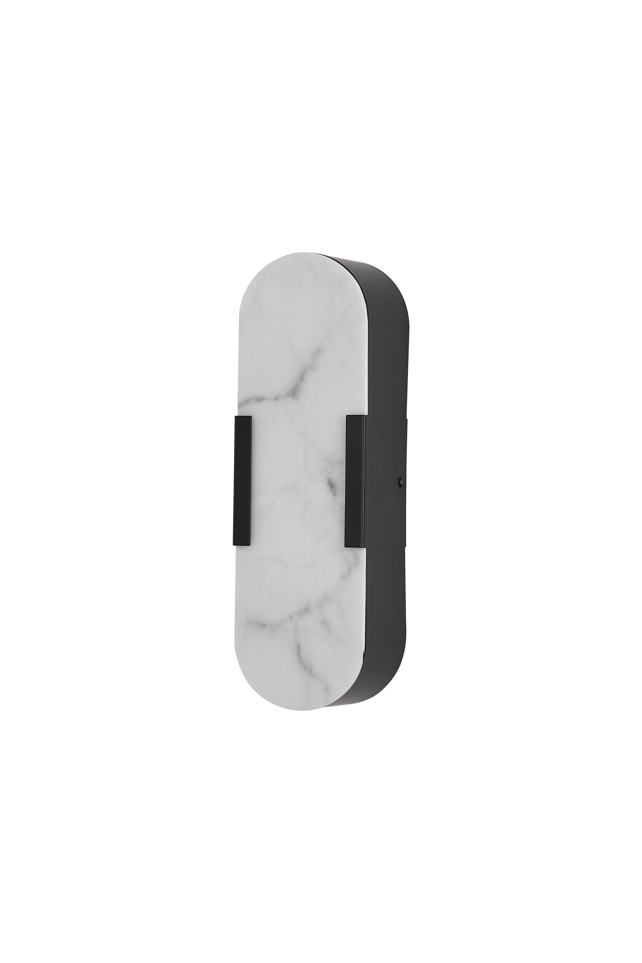 Opaline LED Wall Light, Matt Black Metal with Marble Resin