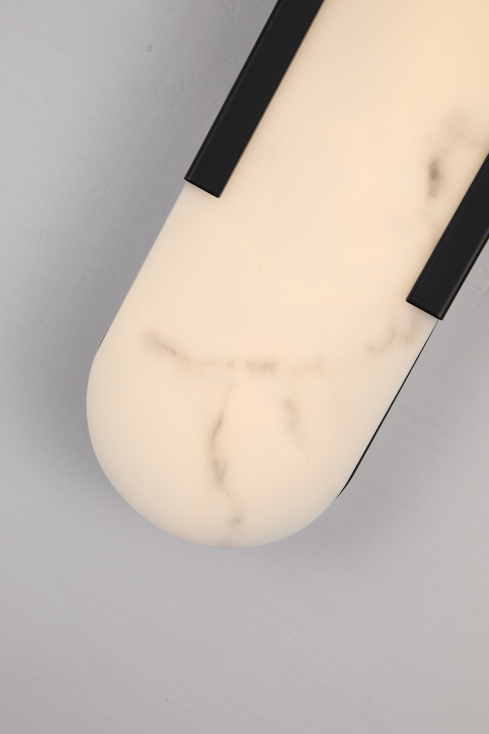 Opaline LED Wall Light, Matt Black Metal with Marble Resin