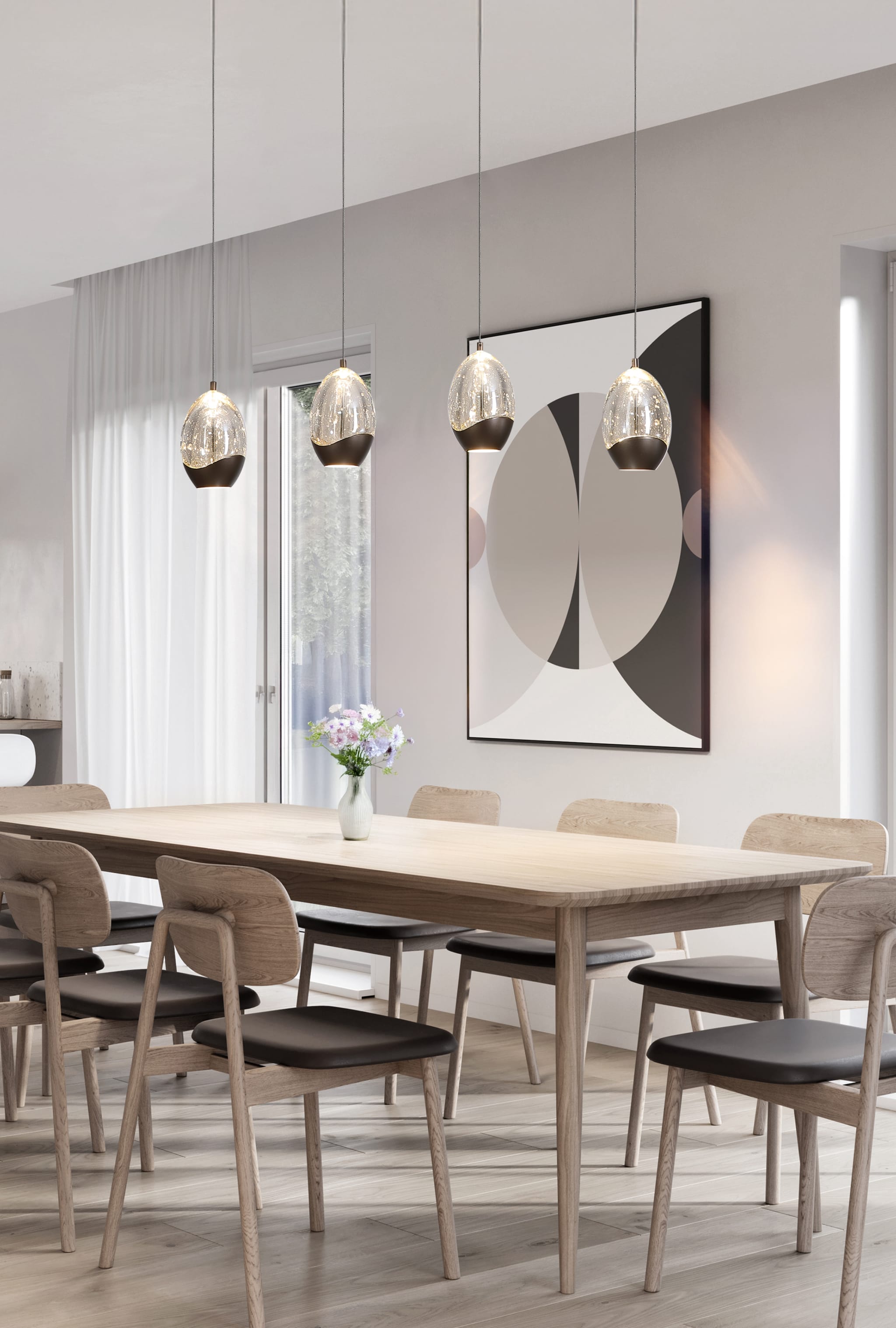 Seeds 4Lt Bar Pendant, Latte Metal with Champagne Glass