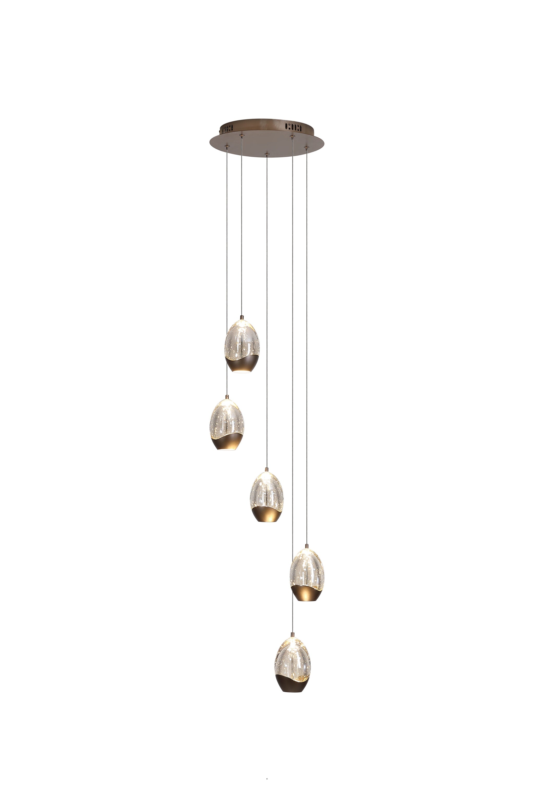 Seeds 5Lt Multi Drop Pendant, Latte Metal with Champagne Gla