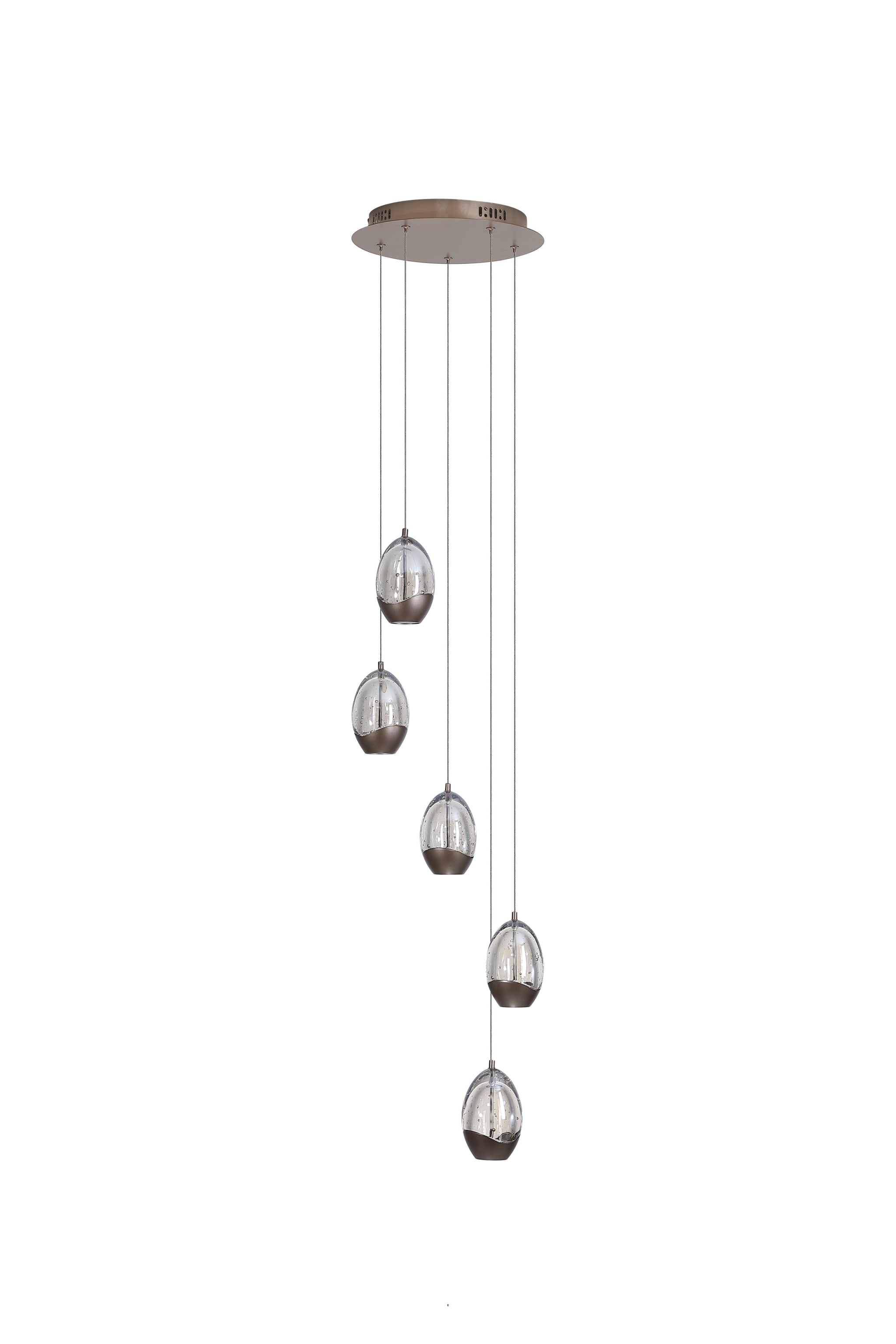 Seeds 5Lt Multi Drop Pendant, Latte Metal with Champagne Gla