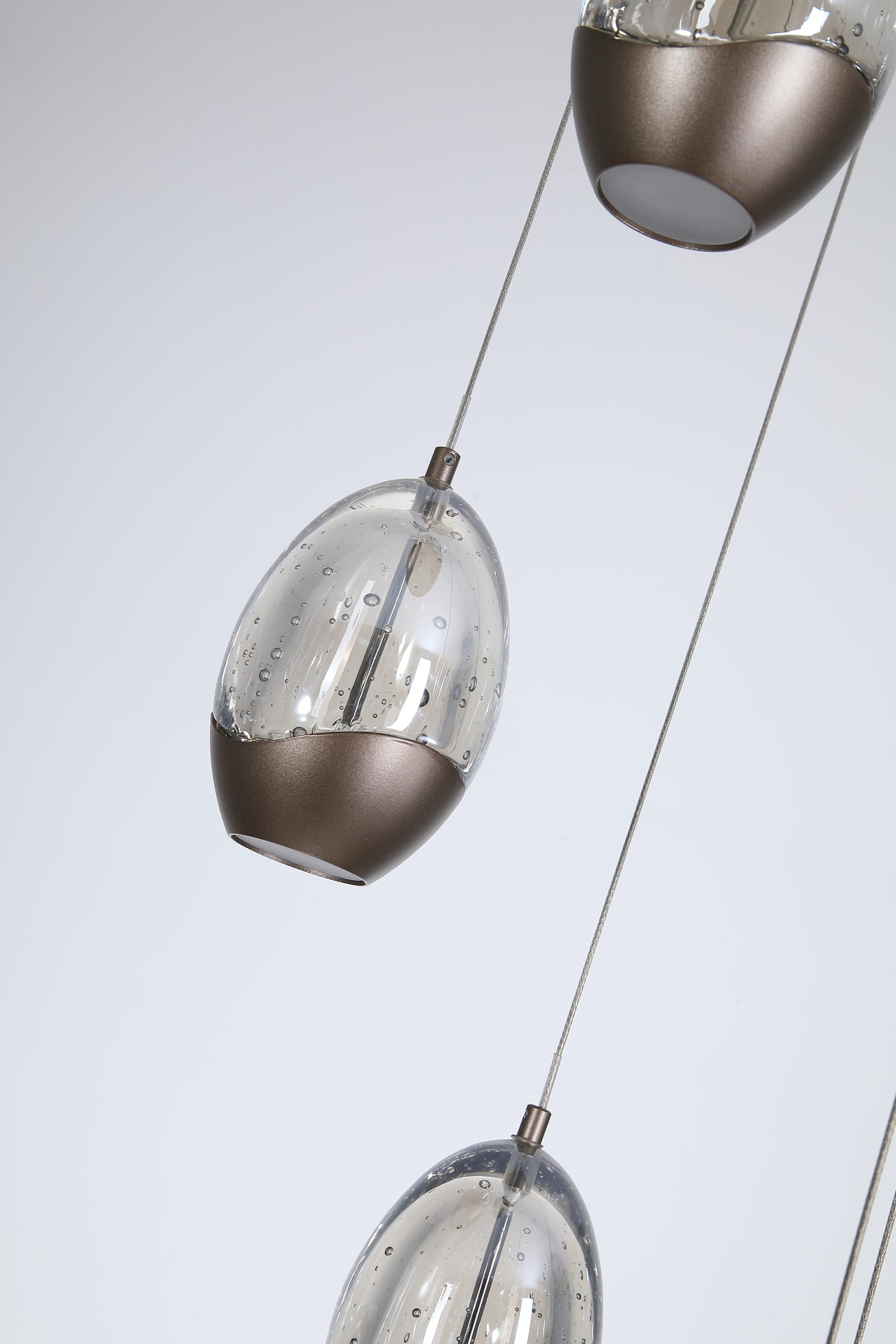 Seeds 5Lt Multi Drop Pendant, Latte Metal with Champagne Gla