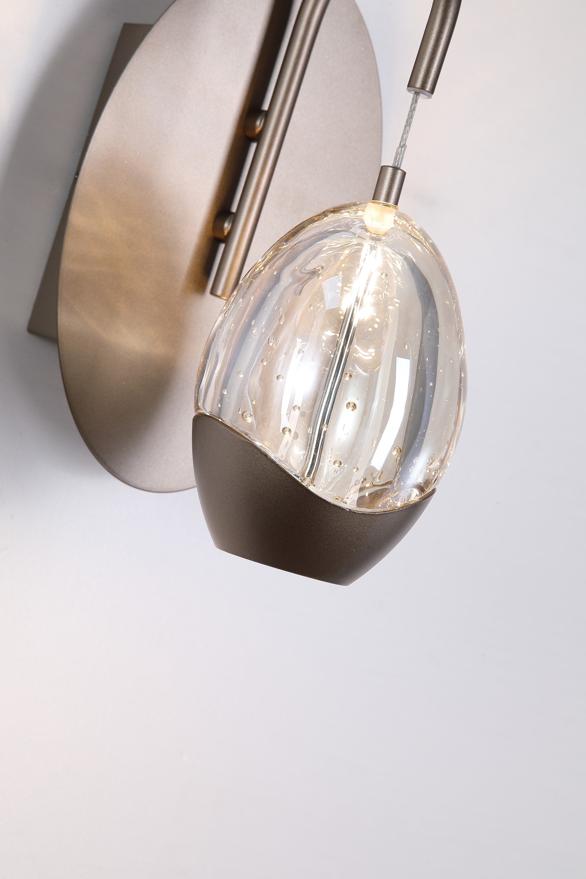Seeds 1Lt Wall Light, Latte Metal with Champagne Glass