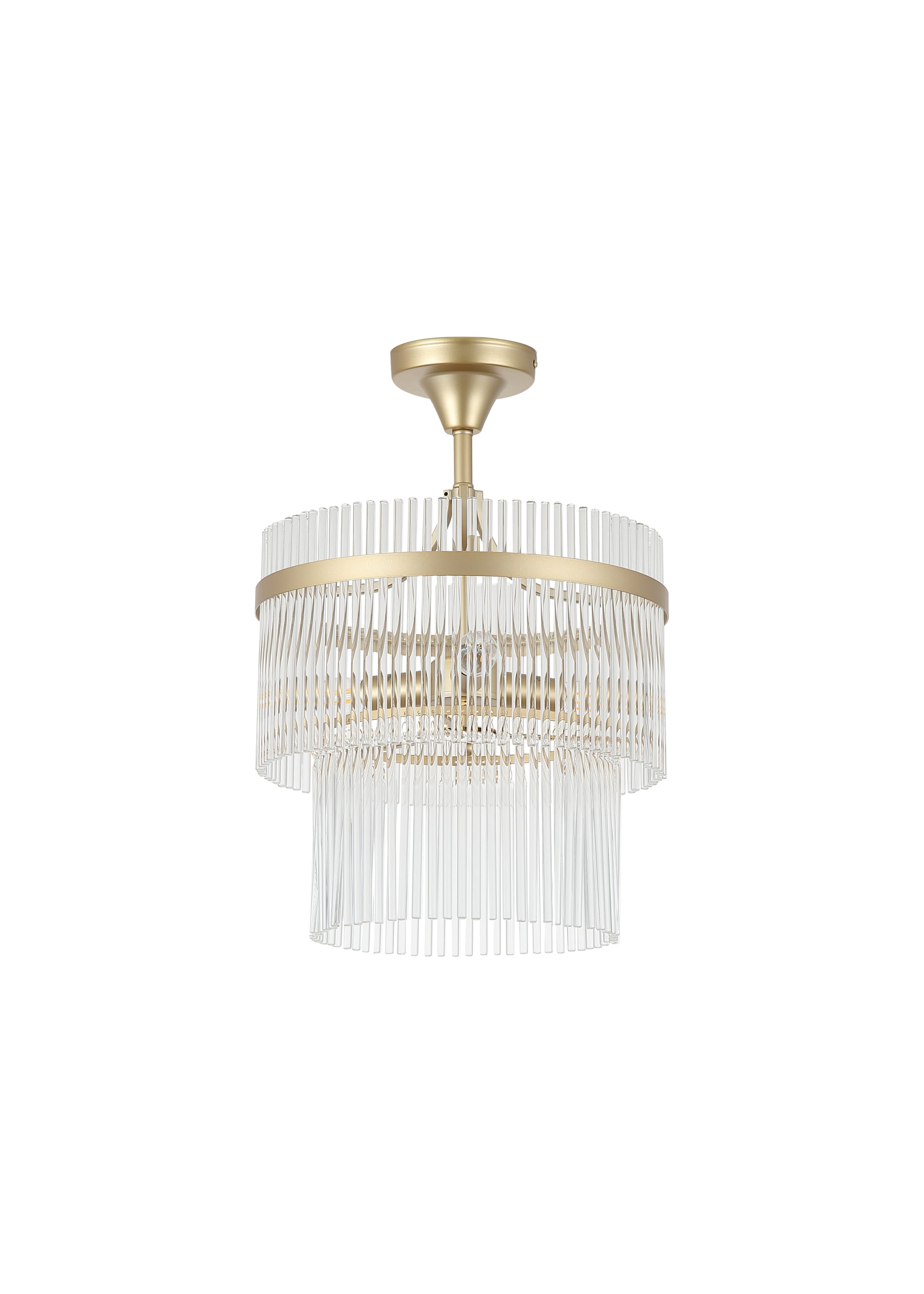 Lara 3Lt Semi Flush - Gold Metal, Clear Glass Rods