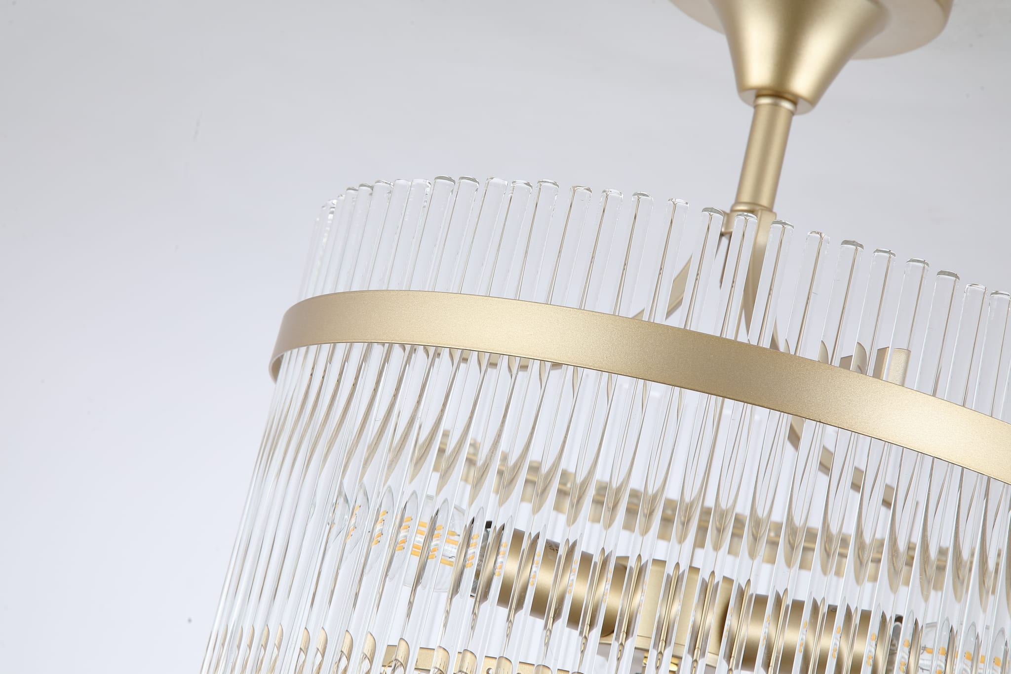 Lara 3Lt Semi Flush - Gold Metal, Clear Glass Rods
