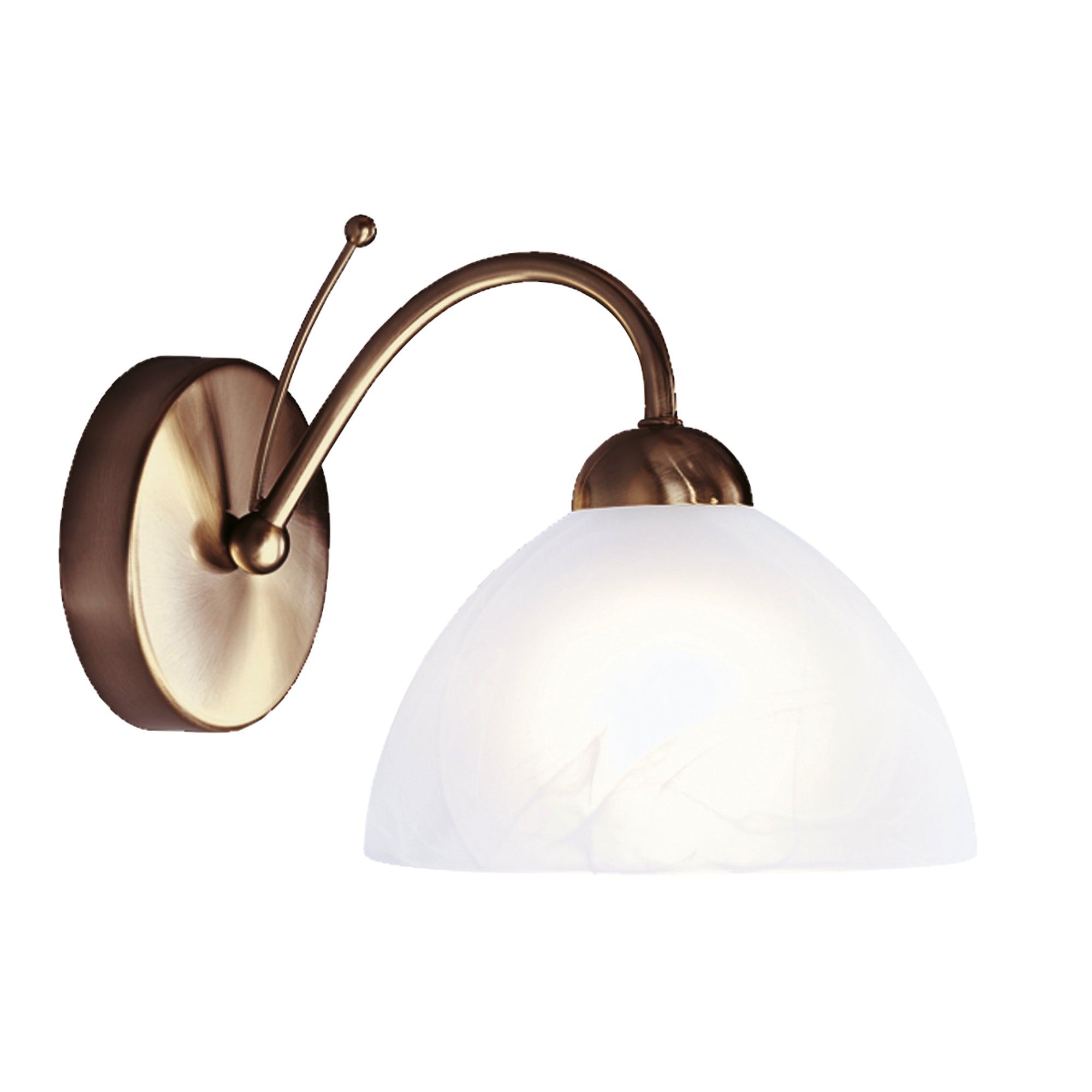 Milanese Wall Light - Antique Brass Metal & Alabaster Glass Antique Brass