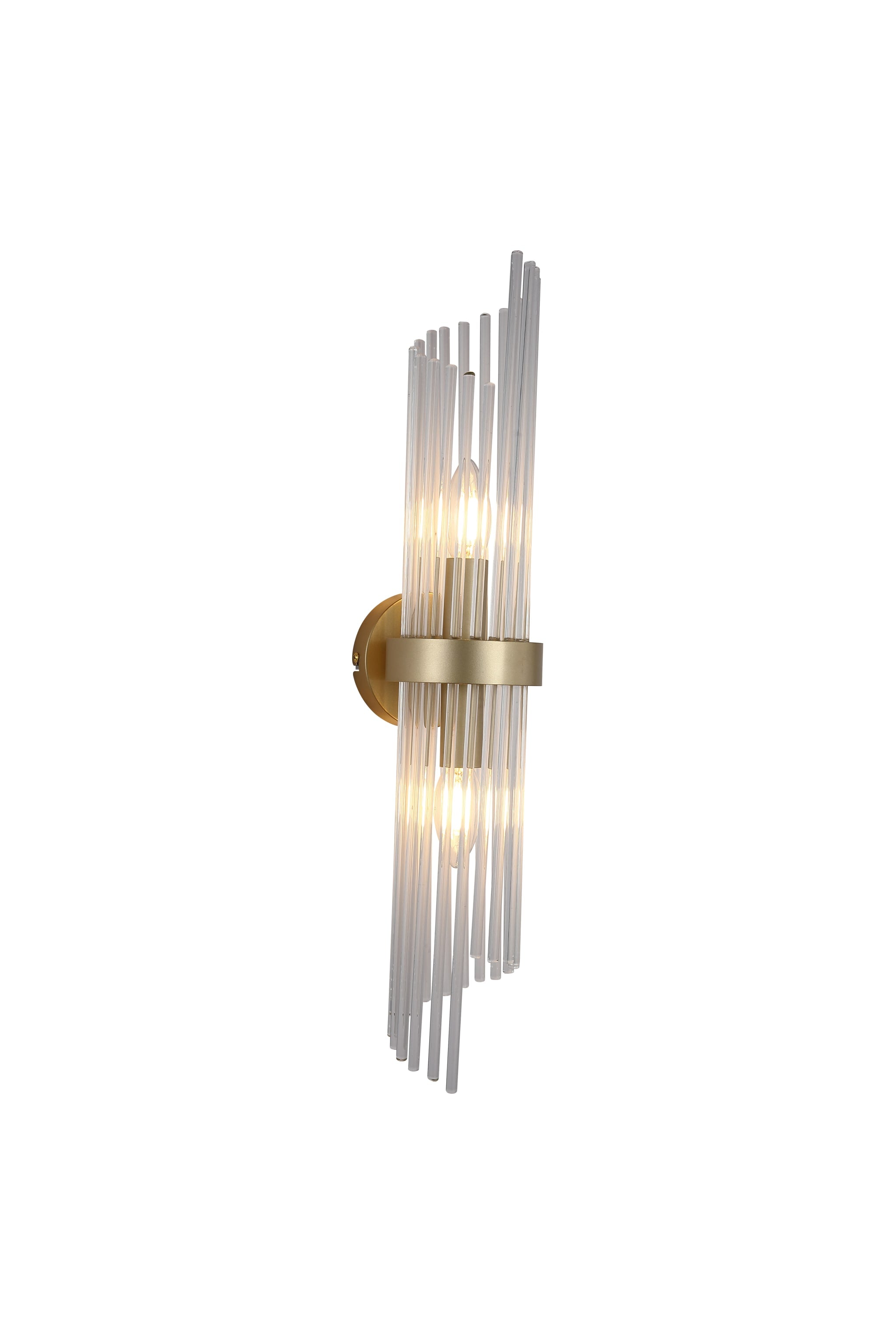 Lara 2Lt Wall Light - Gold Metal & Clear Glass Rods