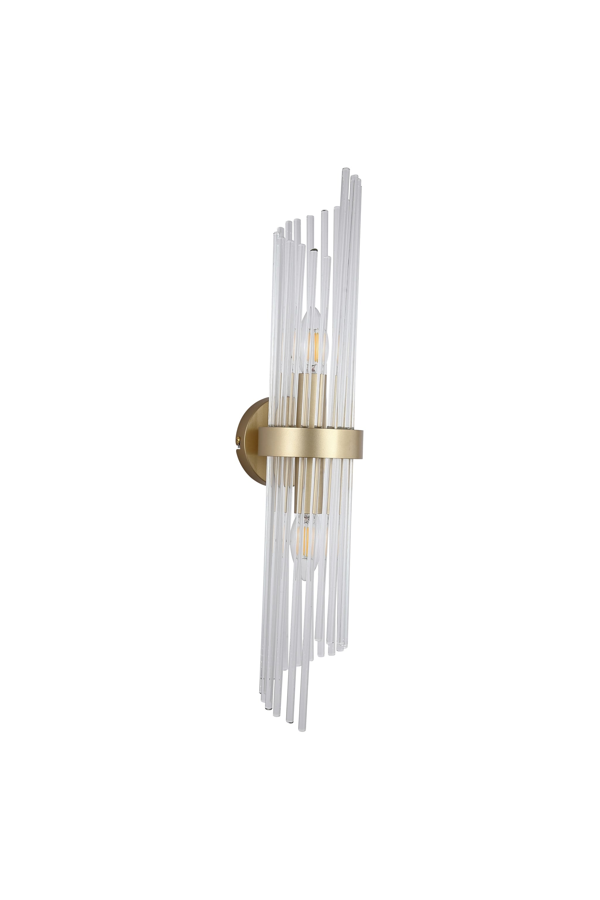 Lara 2Lt Wall Light - Gold Metal & Clear Glass Rods