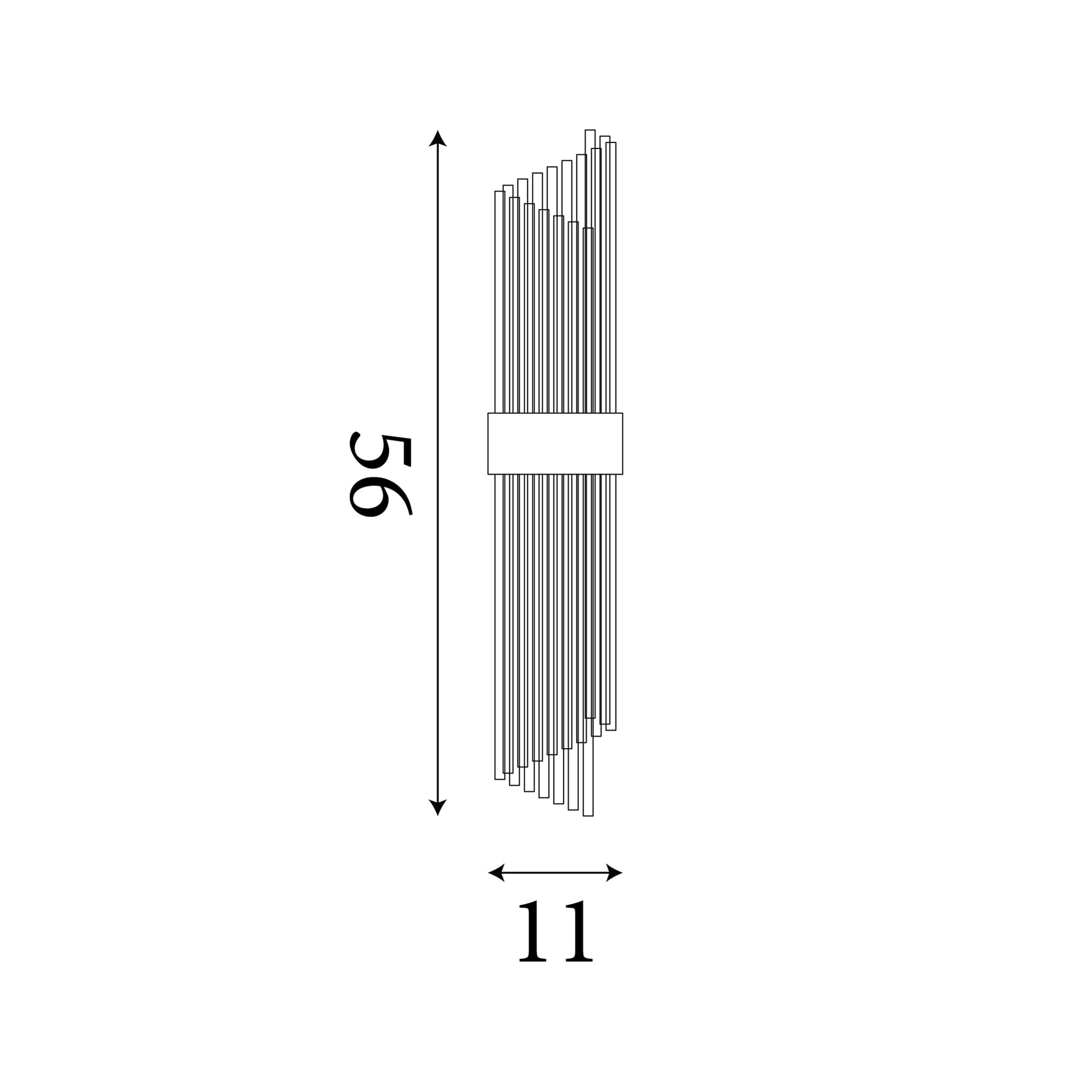 Lara 2Lt Wall Light - Gold Metal & Clear Glass Rods
