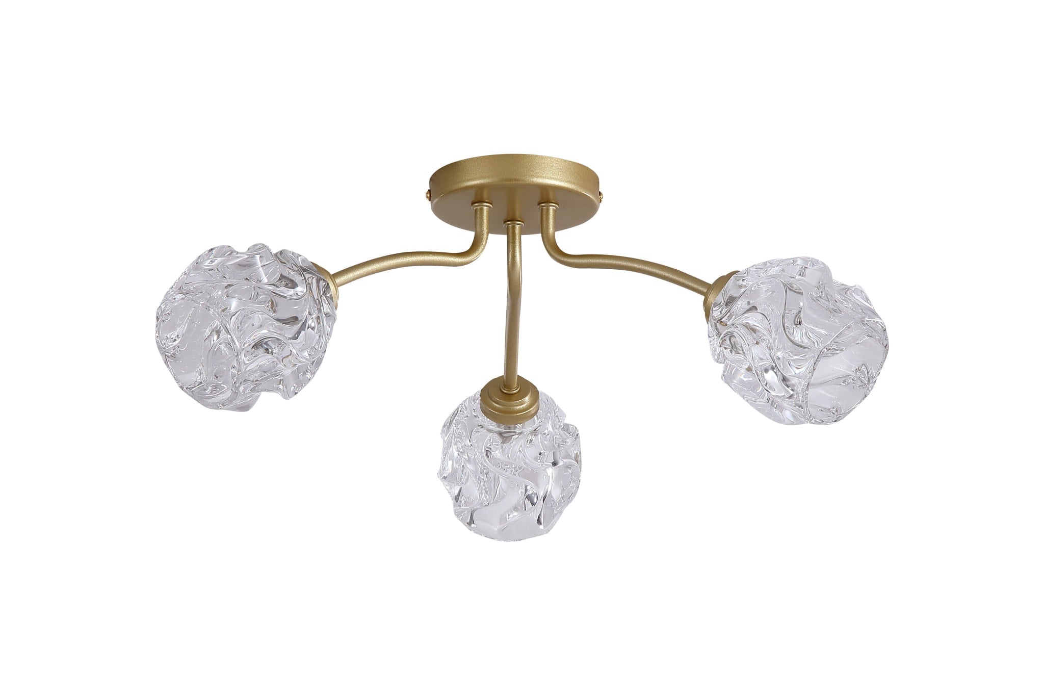 Astral 3Lt Flush, Gold Metal With Glass Shades