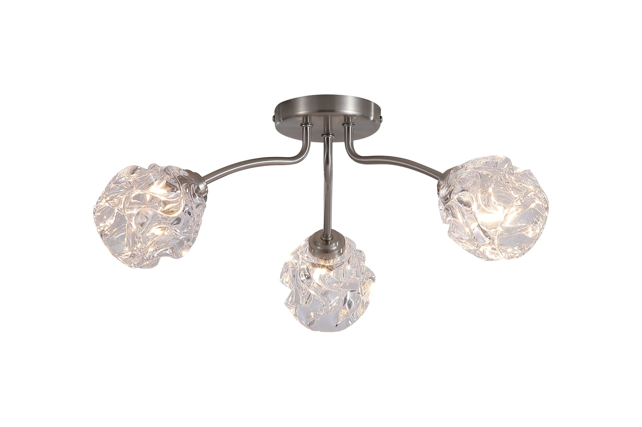 Astral 3Lt Flush, Satin Nickel Metal With Glass Shades