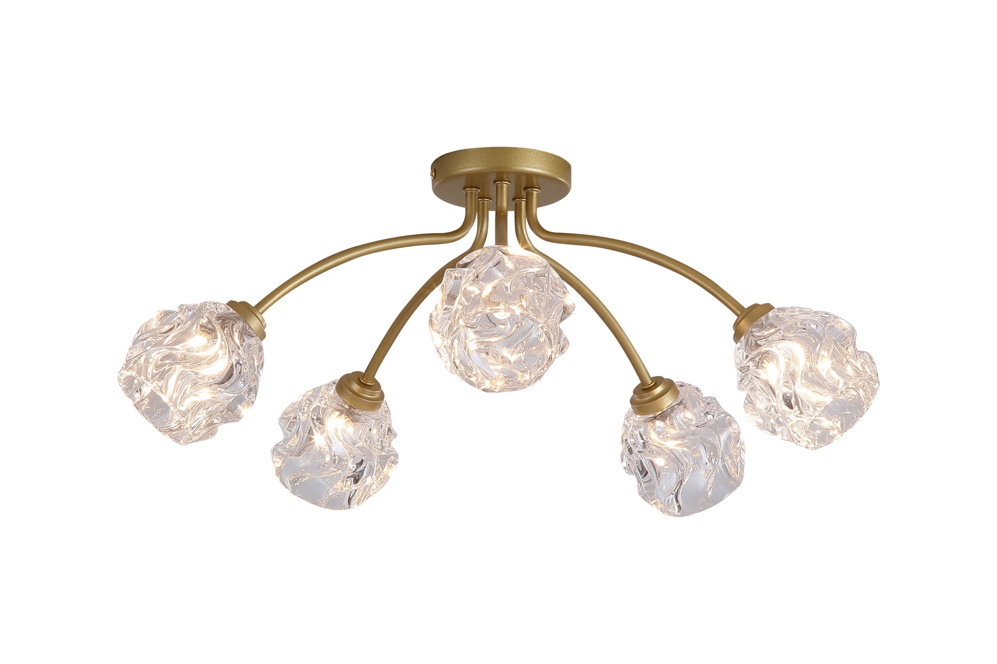 Astral 5Lt Flush, Gold Metal With Glass Shades