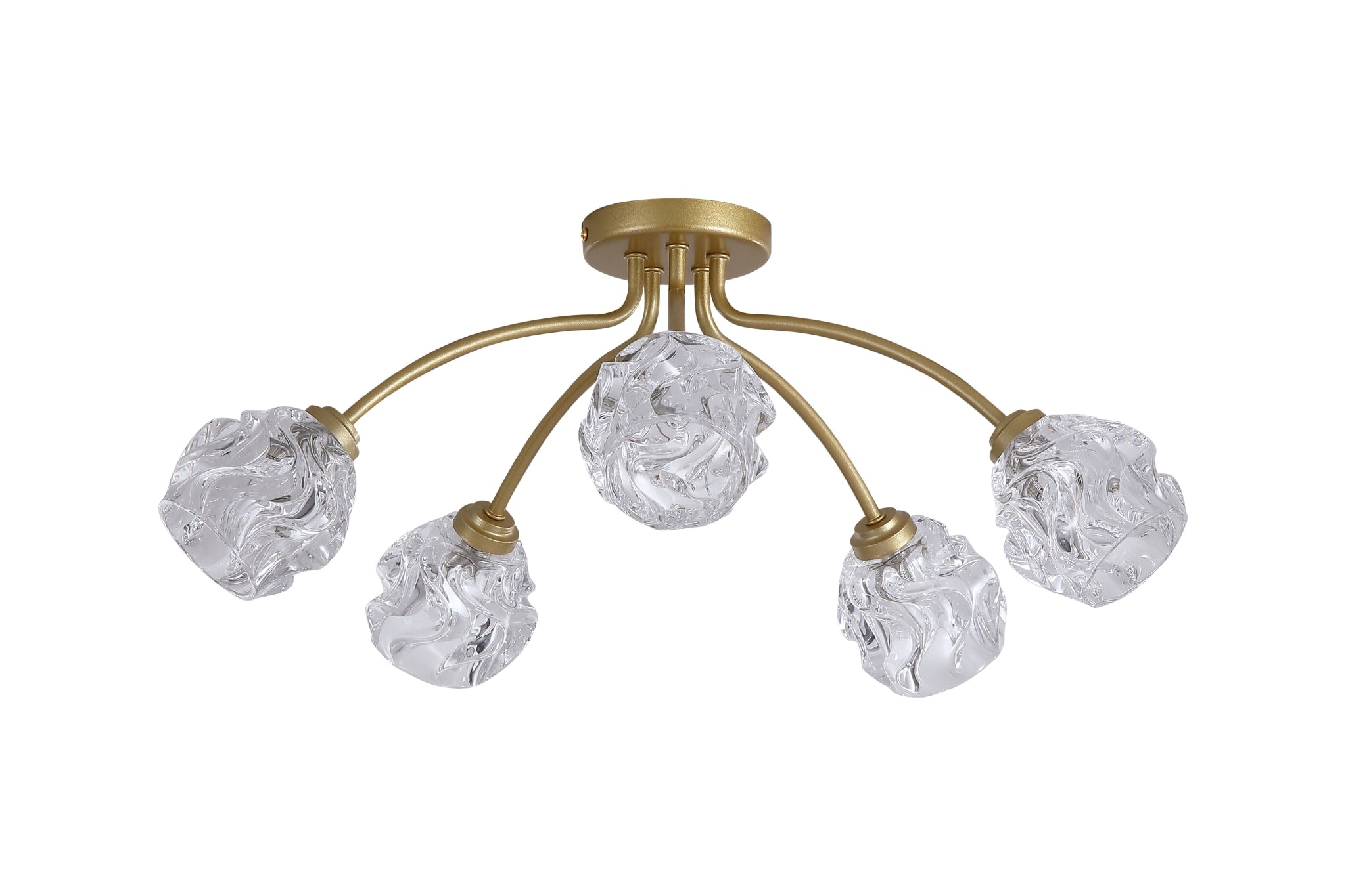 Astral 5Lt Flush, Gold Metal With Glass Shades