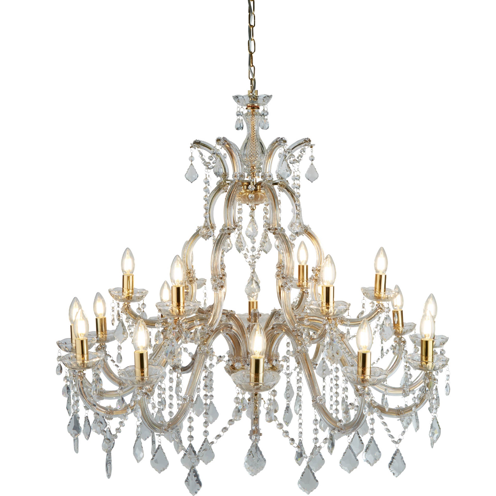 Marie Therese Chandelier - Clear Crystal Polished Brass / 18