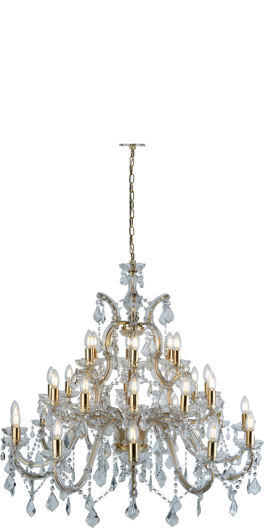 Marie Therese Chandelier - Clear Crystal Polished Brass / 30