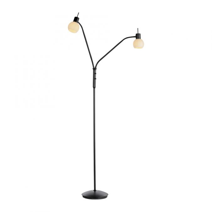 LED floor lamp black 2-light flexible adjustable with switch