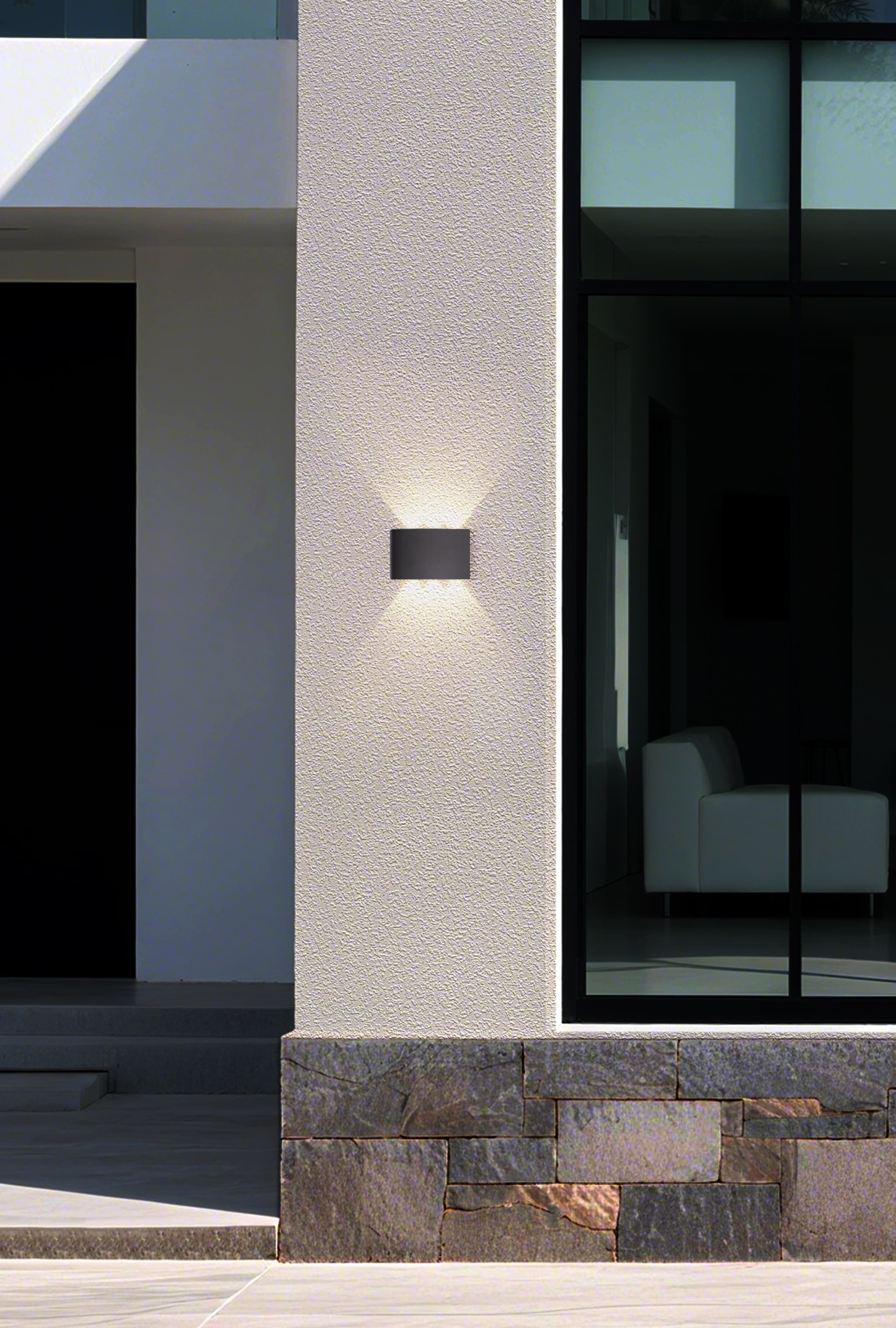 Shadows LED Outdoor Wall Light, Black Aluminum