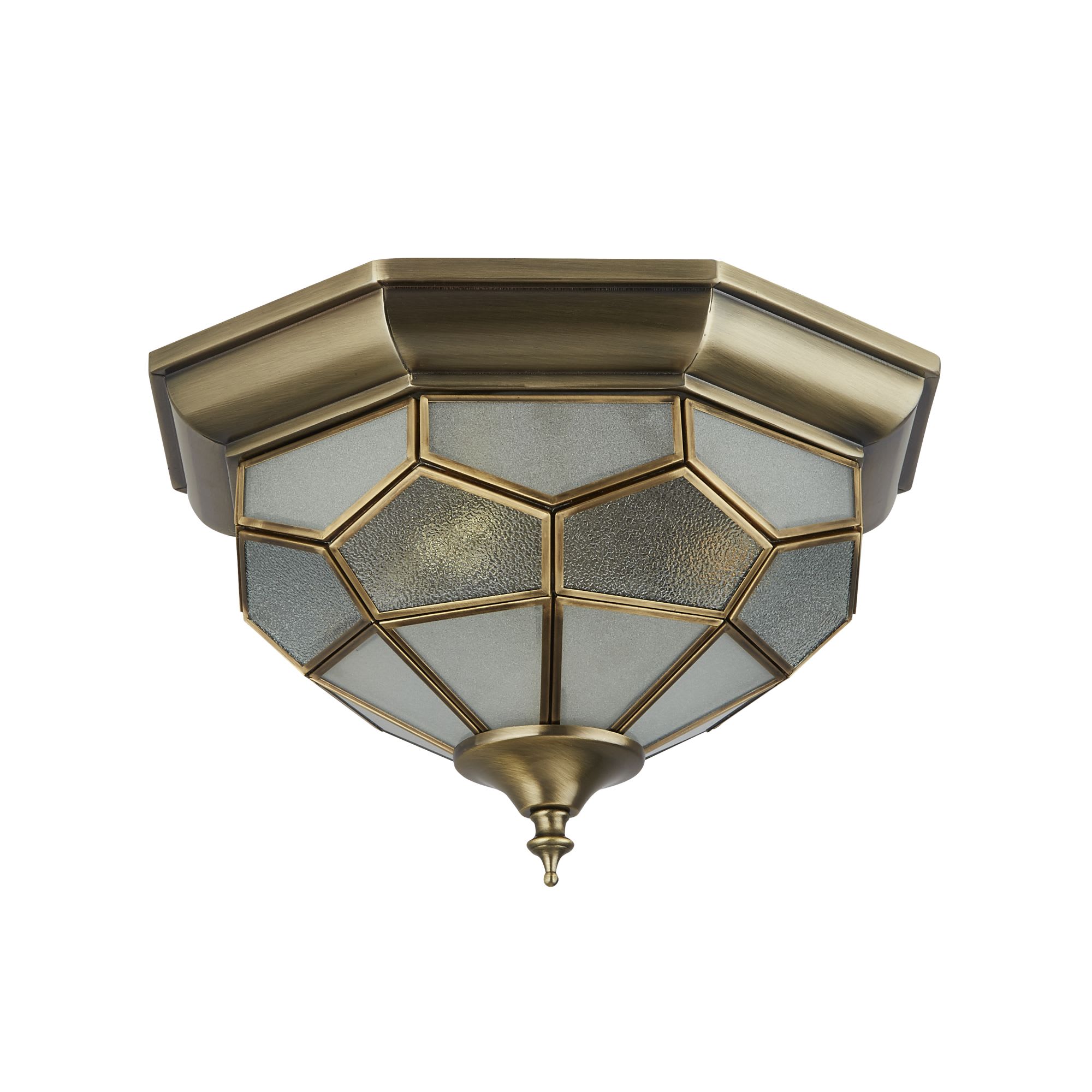Pisa II 2Lt Flush - Antique Brass Metal & Acid Glass