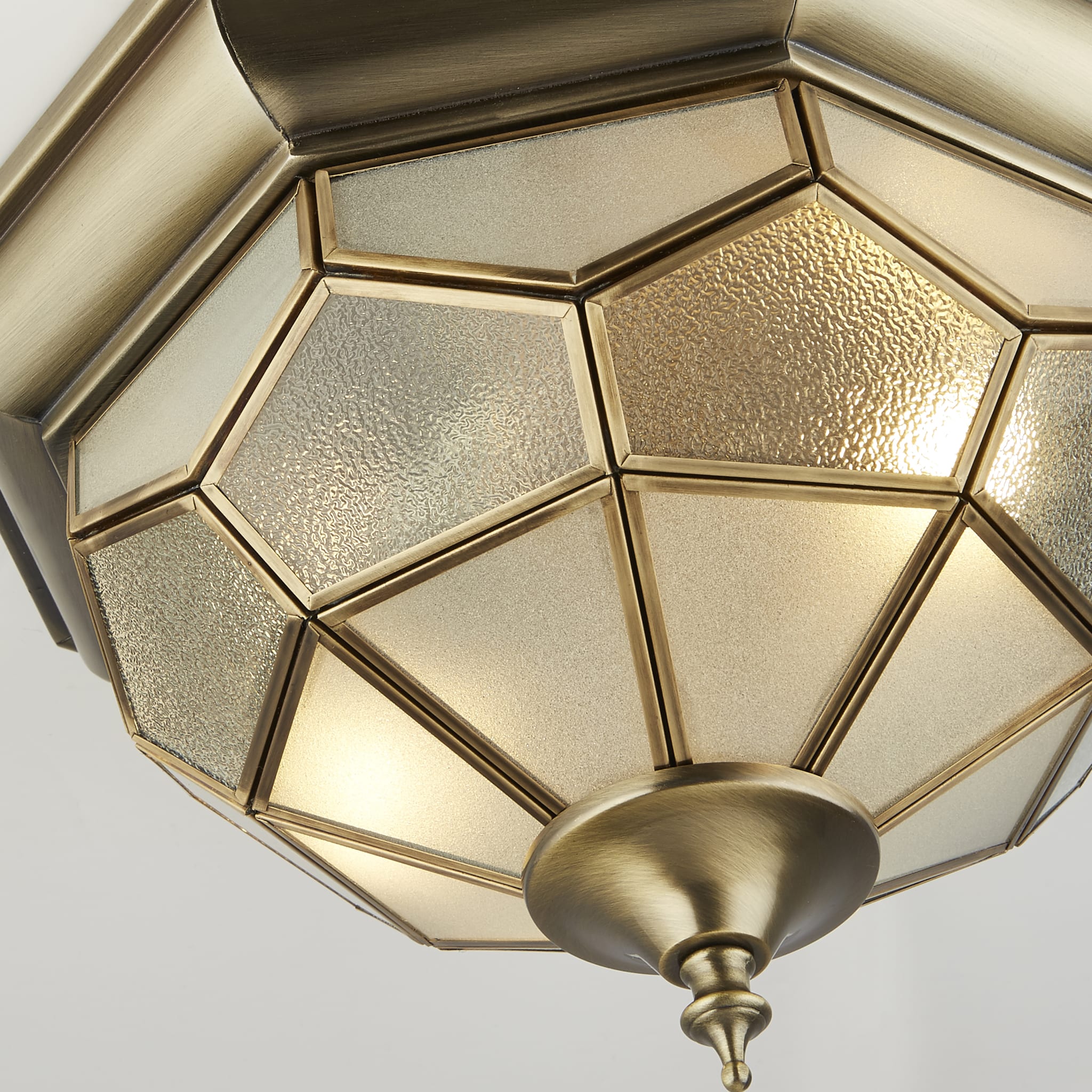 Pisa II 2Lt Flush - Antique Brass Metal & Acid Glass