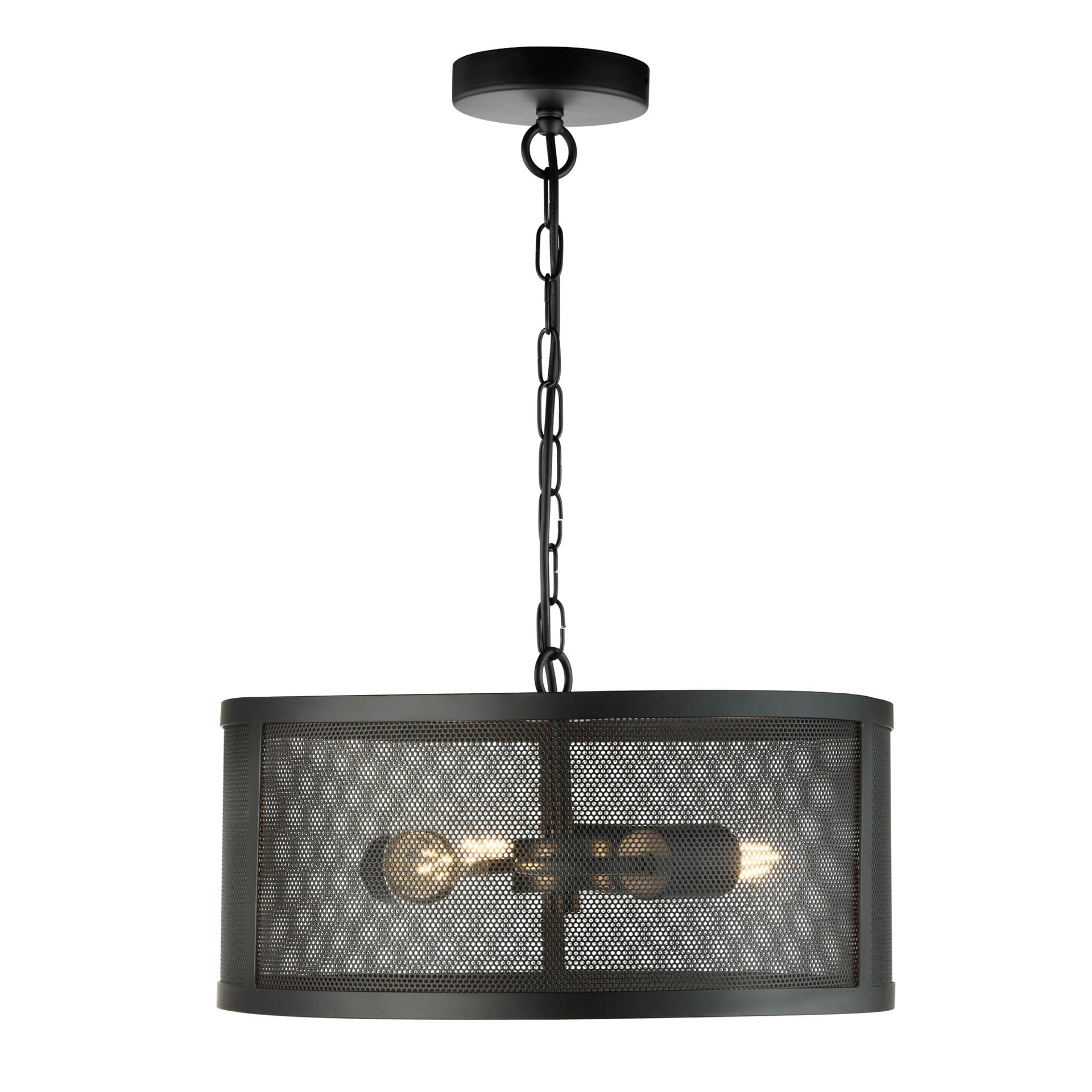 Fishnet 3Lt Pendant - Matt Black Metal & Mesh Shade