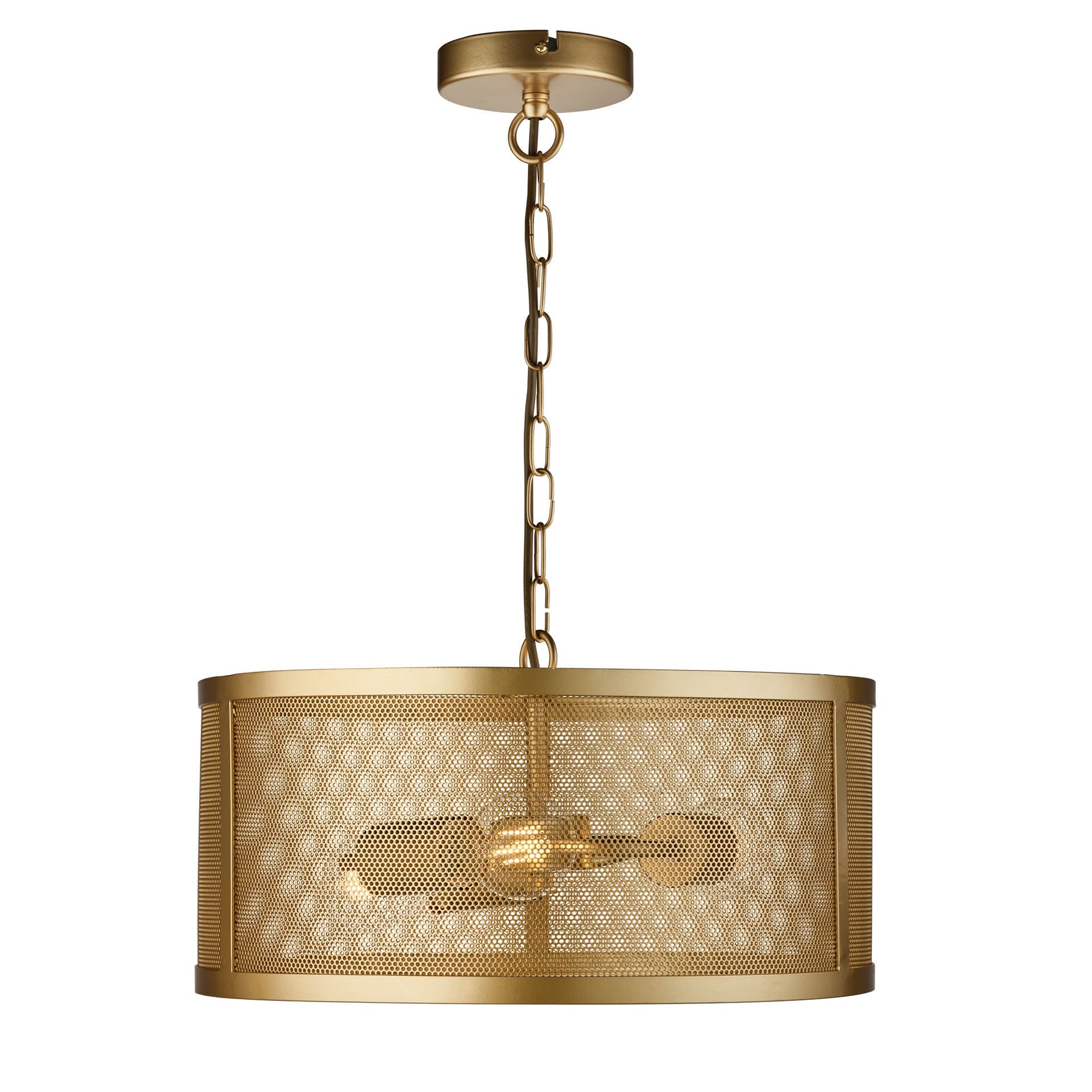 Fishnet 3Lt Pendant - Matt Gold Metal & Mesh Shade