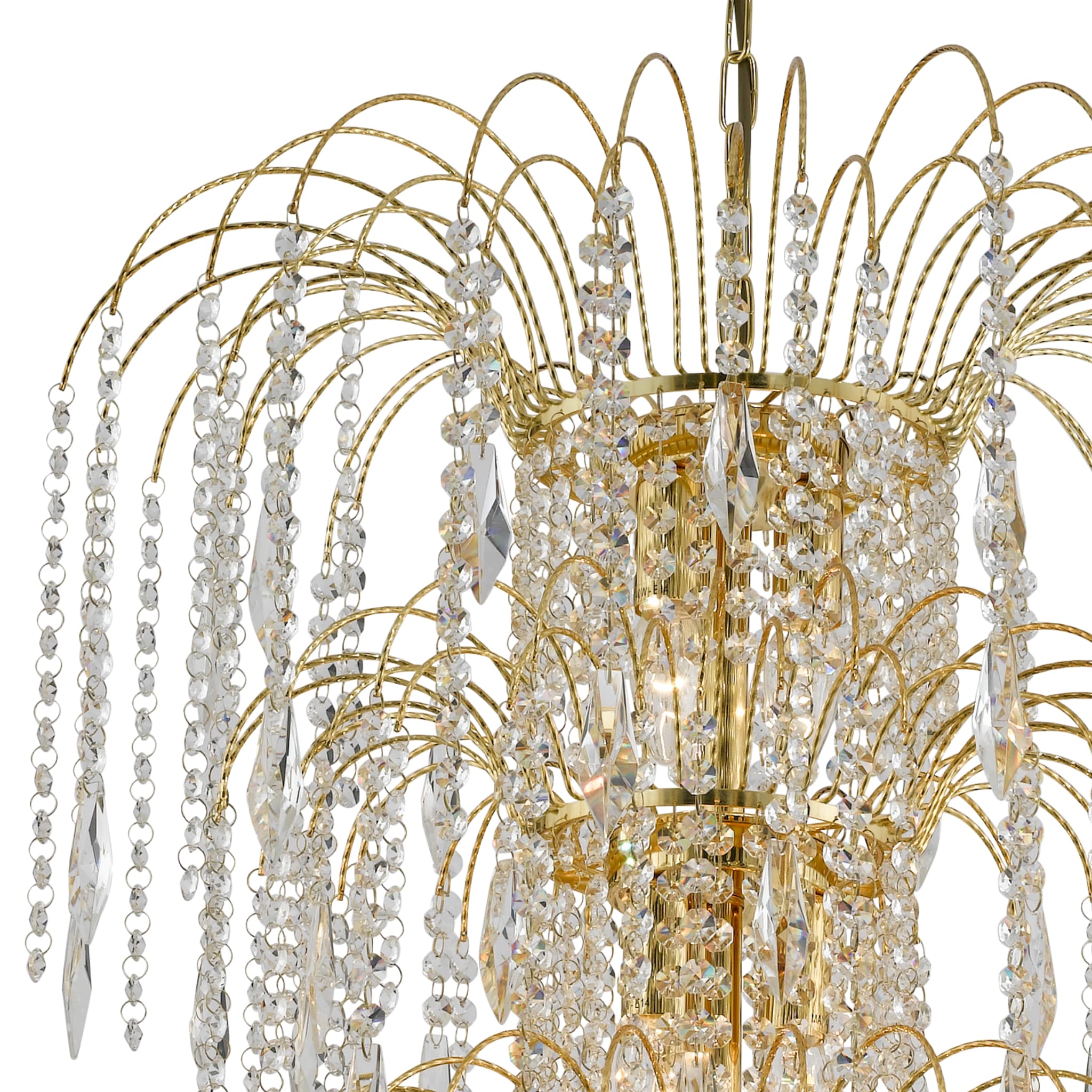 Waterfall 13Lt Tier Chandelier - Gold & Crystal