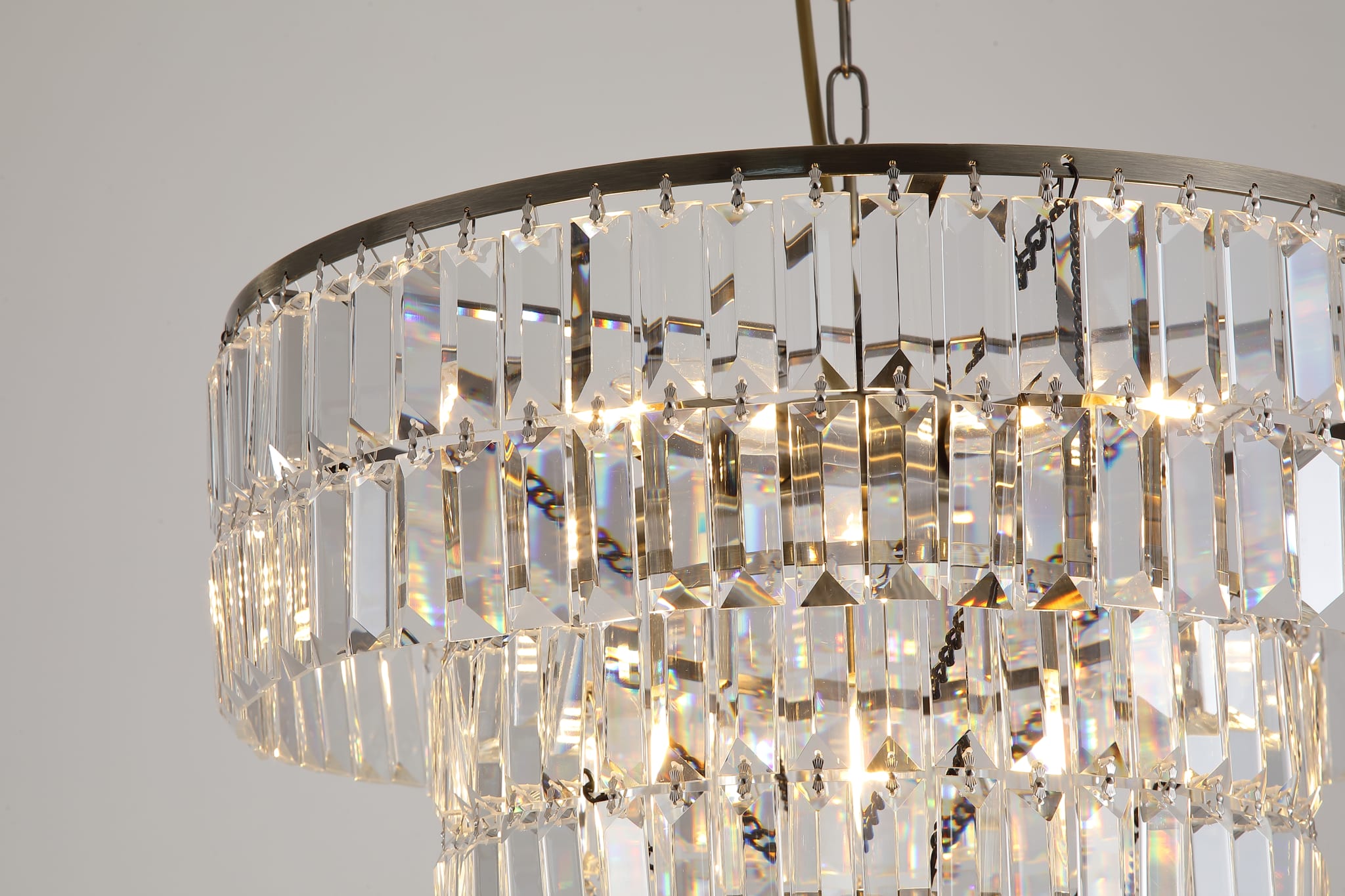 Empire 5Lt Pendant - Antique Brass Metal & Clear Crystal